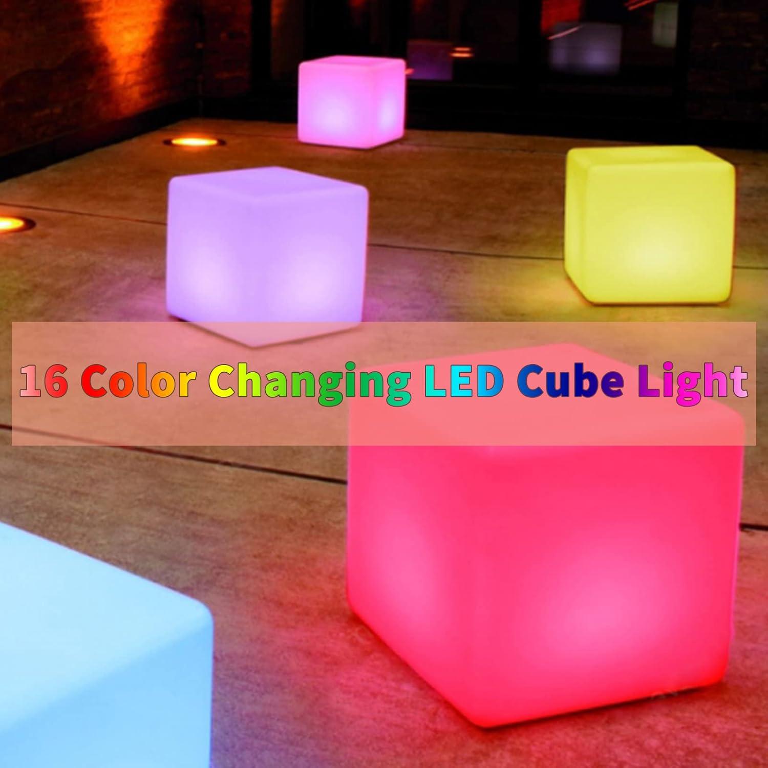 Luz de Cubo LED Borelor 15cm Recargable con Control Remoto 16 Colores