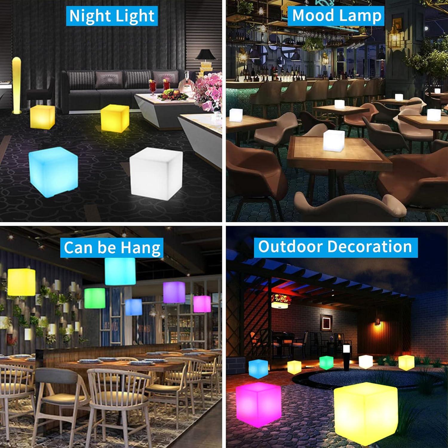 Luz de Cubo LED Borelor 15cm Recargable con Control Remoto 16 Colores