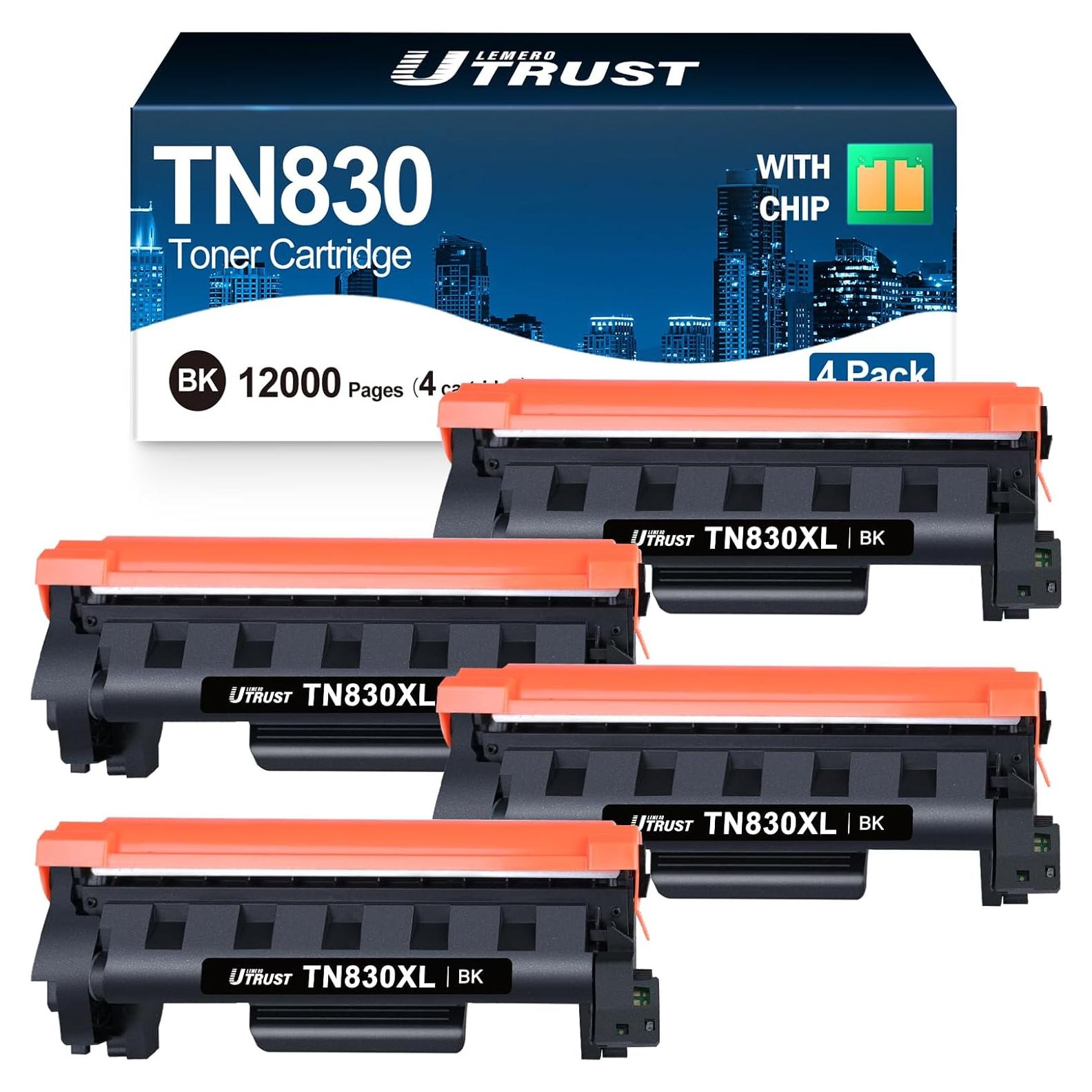 Cartucho de Tóner Negro TN830XL LEMERO UTRUST - 4 Unidades