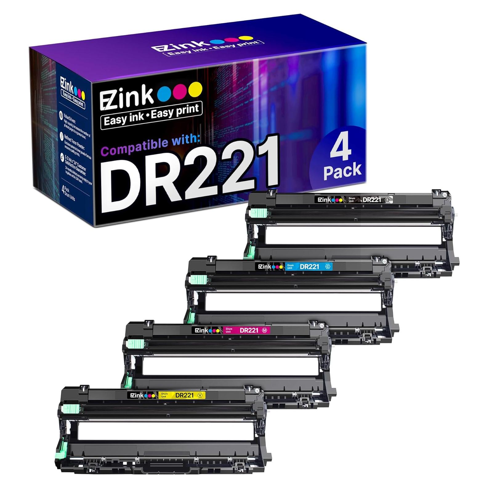 Unidad de Tambor Remanufacturada E-Z Ink DR221 para Brother - Paquete de 4