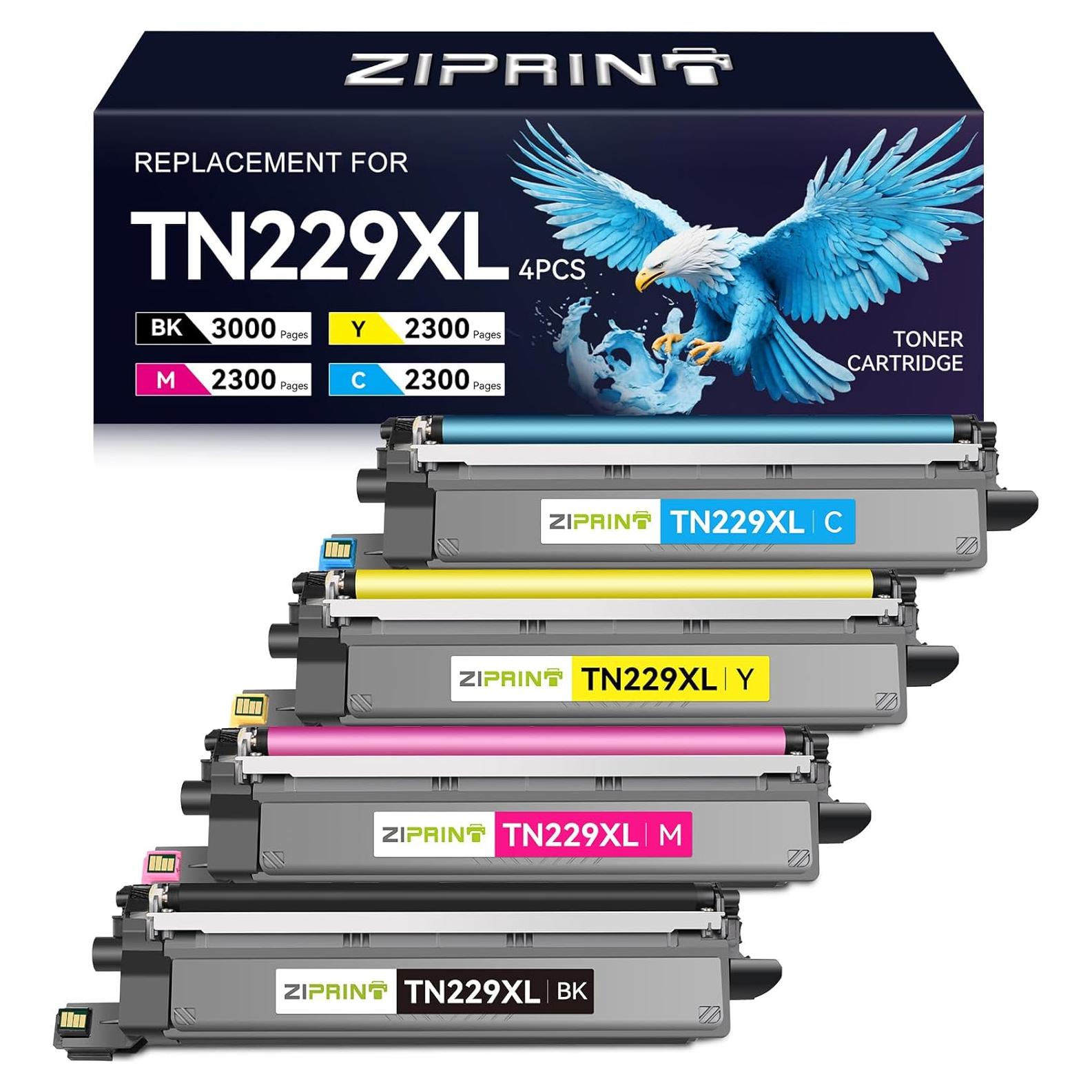 Tóner Compatible ZIPRINT TN229XL 4 Paquete para Brother