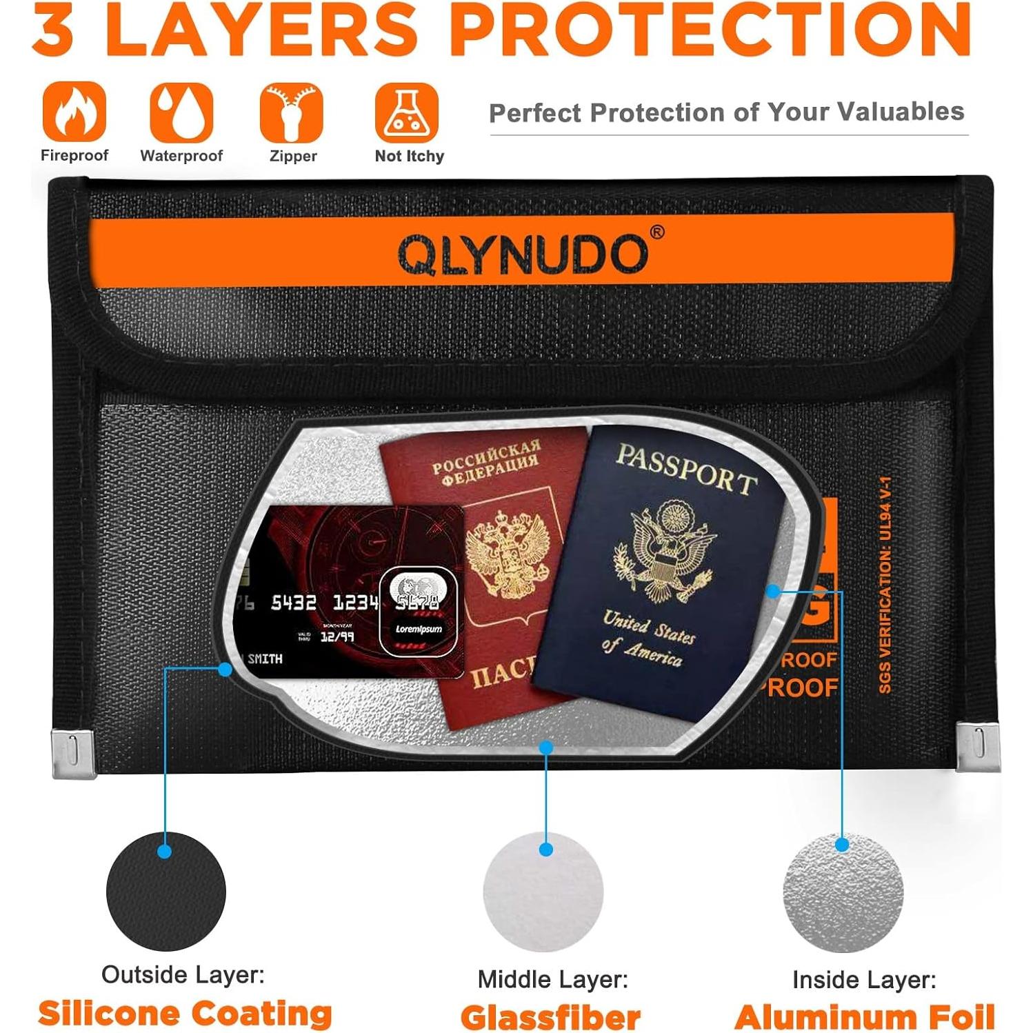 Bolsa de Documentos a Prueba de Fuego Enord 20x13 cm Impermeable