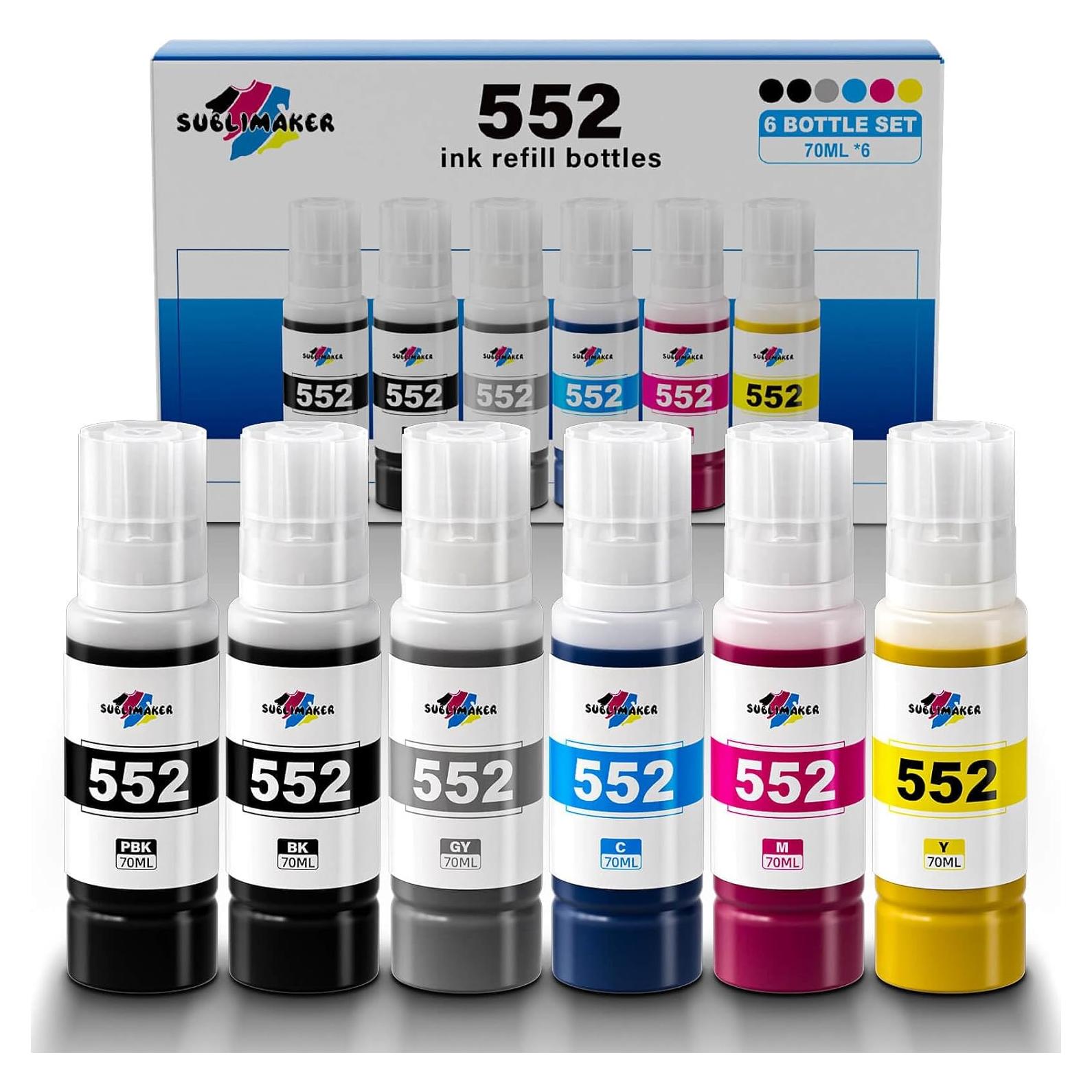 Botellas de Recarga de Tinta 552 SUBLIMAKER Paquete de 6