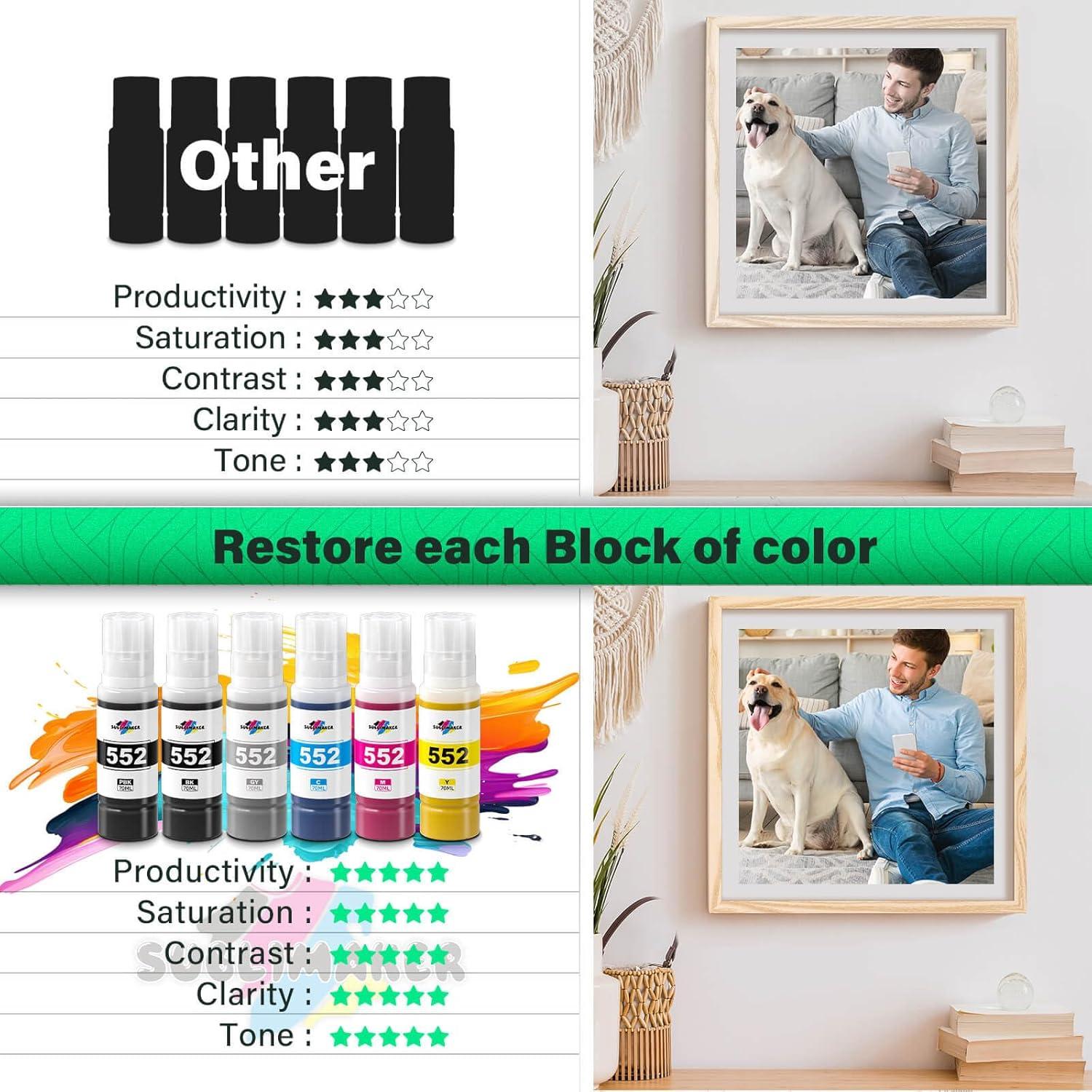 Botellas de Recarga de Tinta 552 SUBLIMAKER Paquete de 6