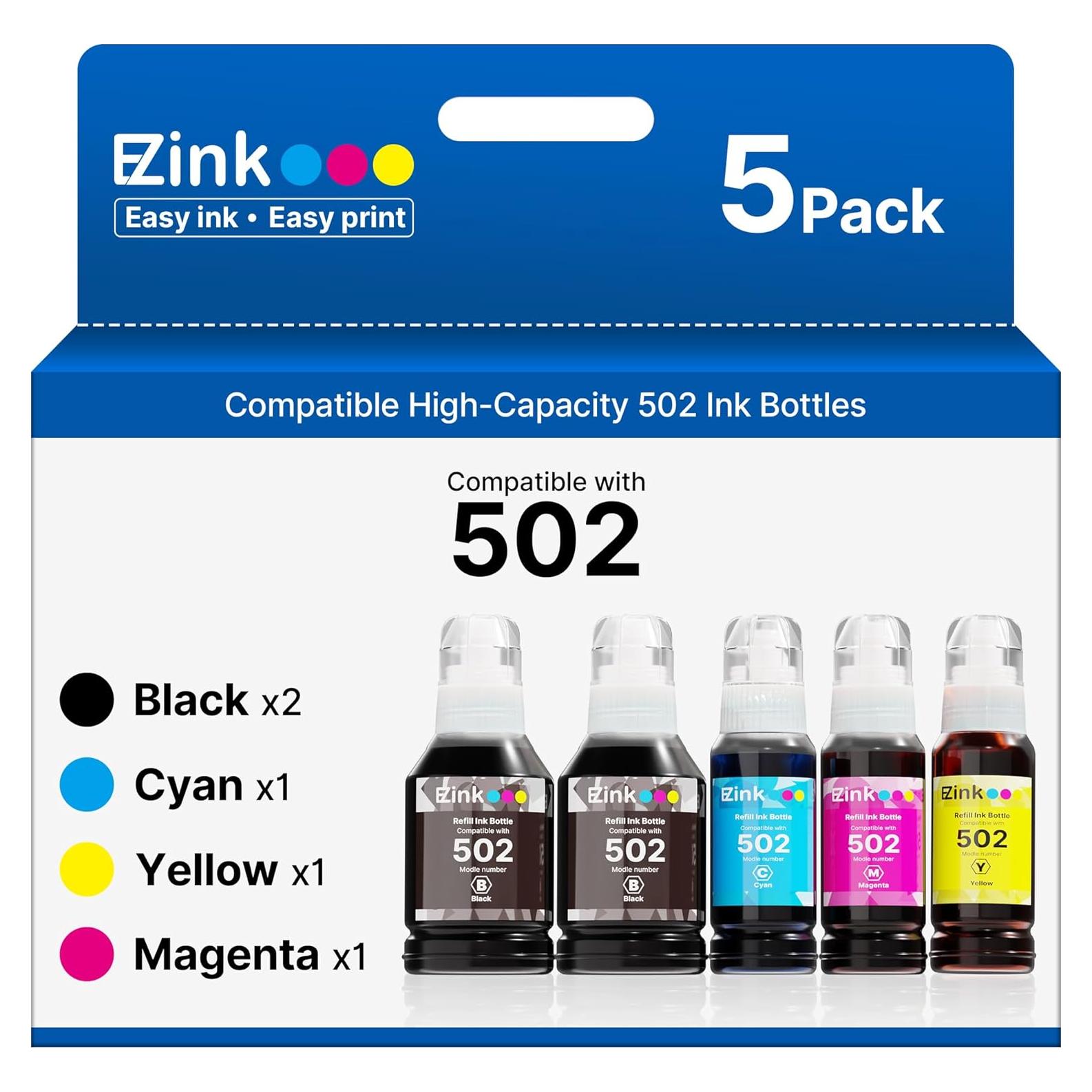 Botellas de recarga de tinta E-Z Ink 502 para Epson - 5 Piezas
