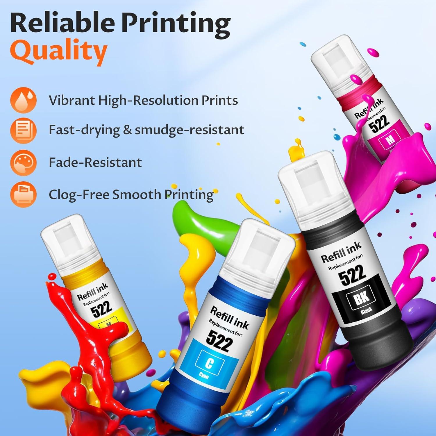 Recarga de Tinta 522 QIOCKTO para EcoTank 5 Botellas