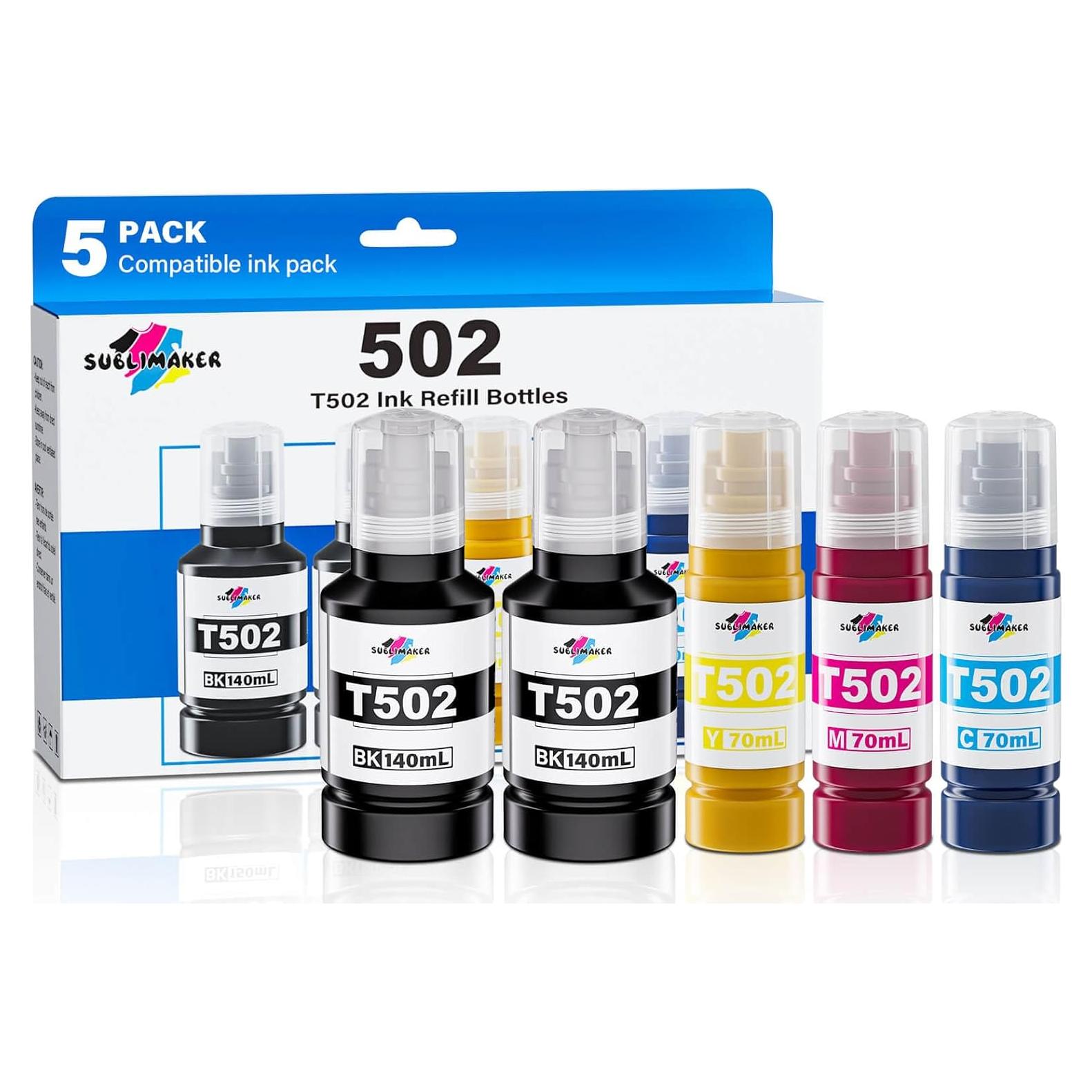 Botellas de Recarga de Tinta 502 Sublimaker - 5 Paquetes