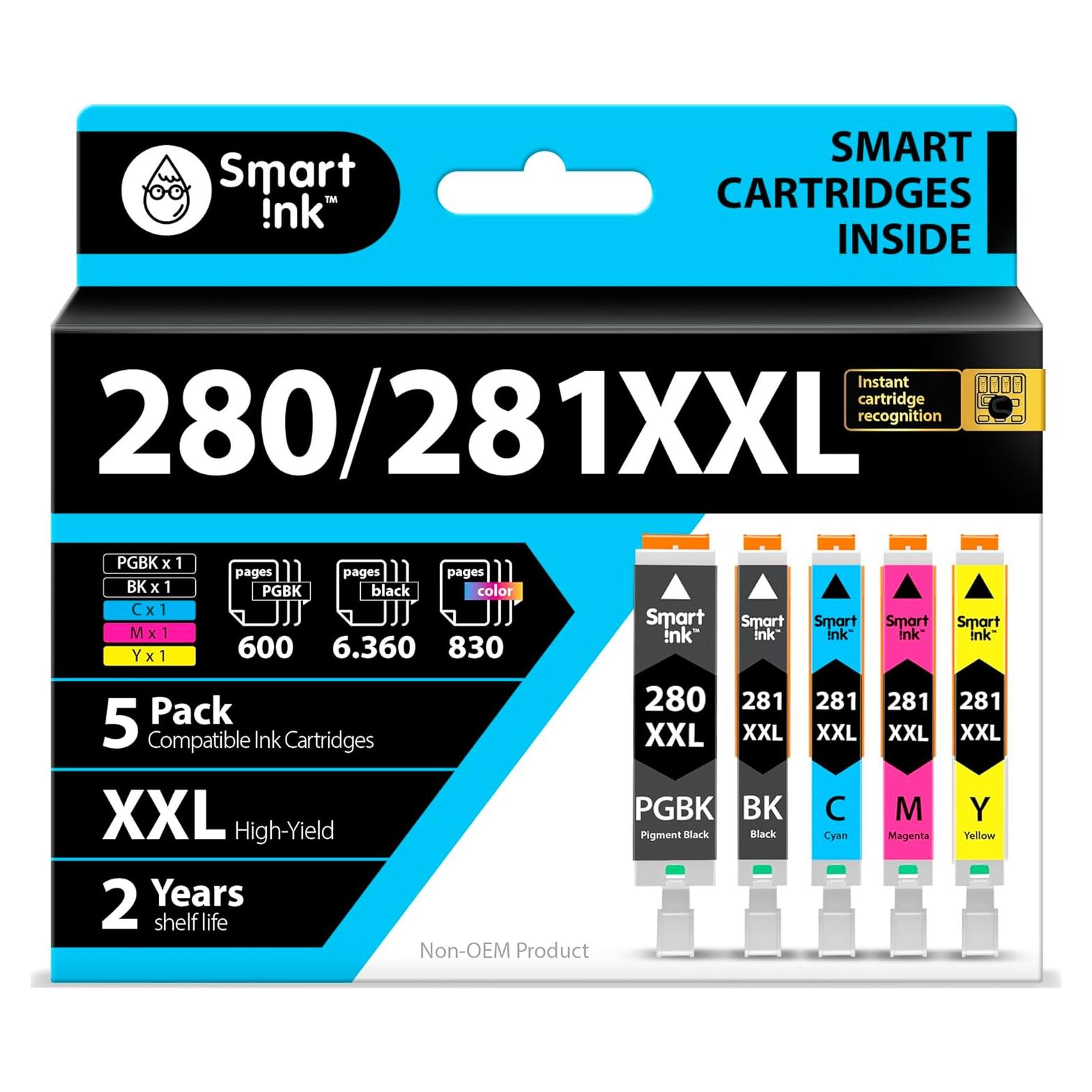 Cartuchos de tinta Smart Ink compatibles Canon 280 281 XXL - 5 unidades
