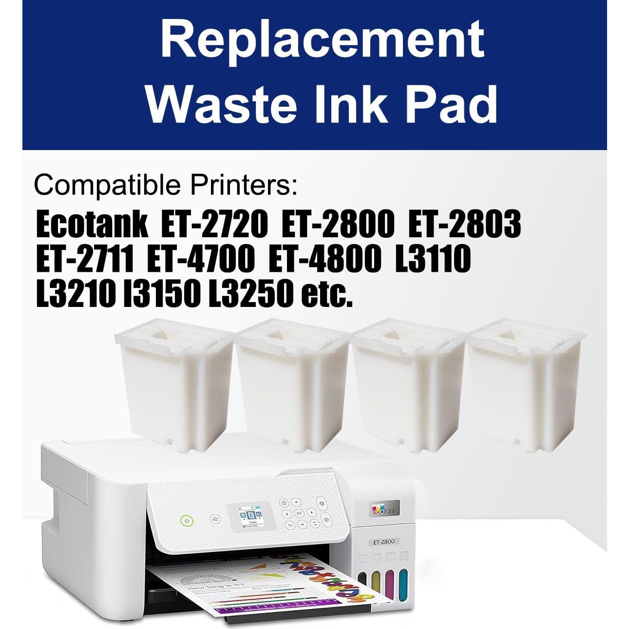 Paquete de 4 Almohadillas de Tinta Desechables GEMSENBOFU para Epson