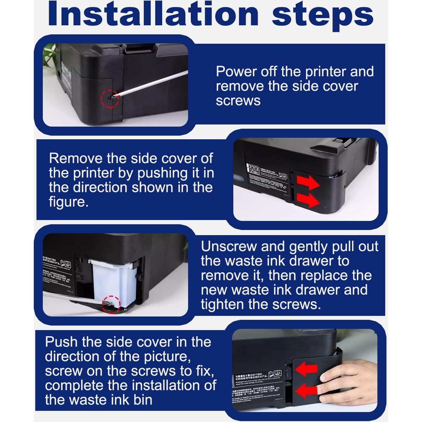 Paquete de 4 Almohadillas de Tinta Desechables GEMSENBOFU para Epson