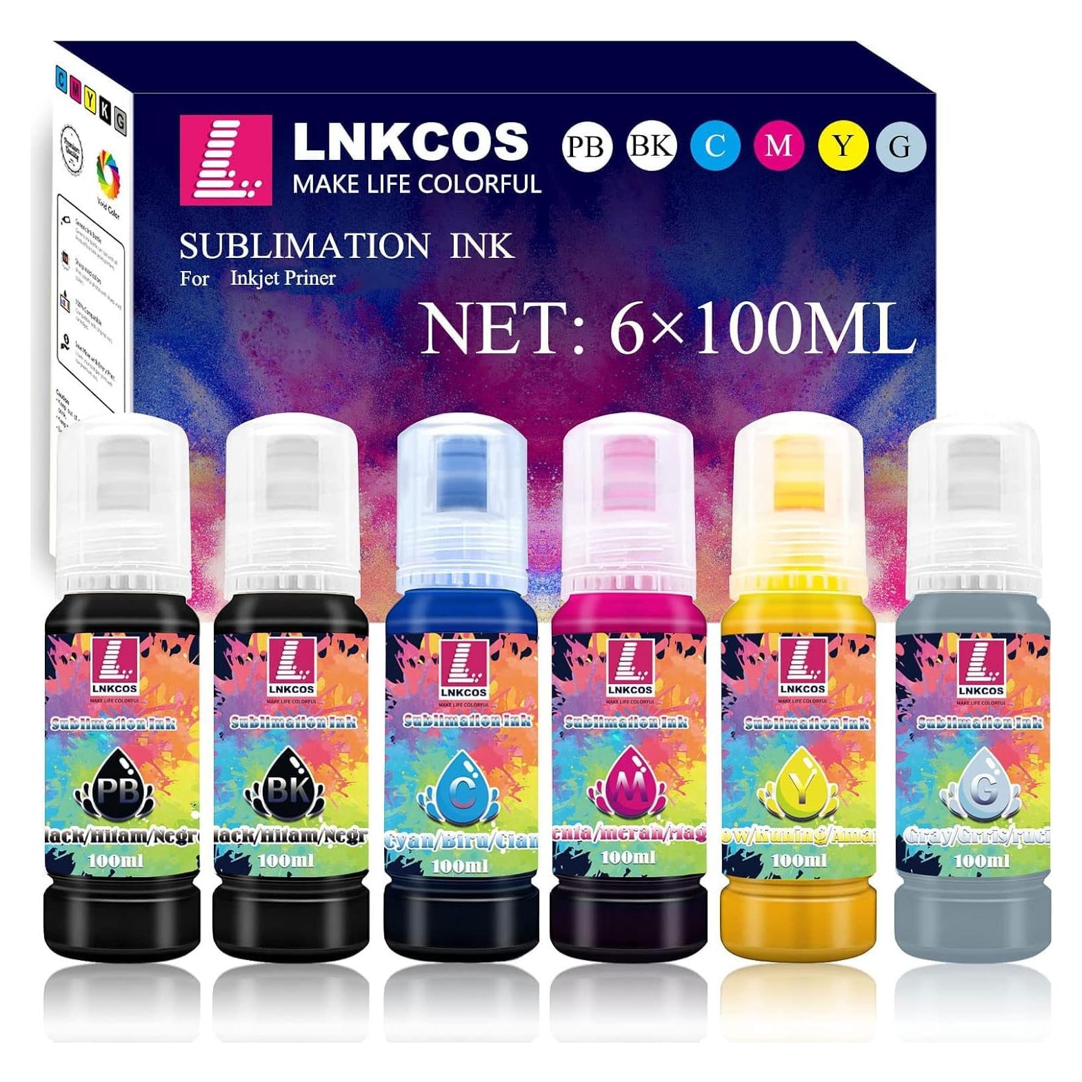 Tinta de Sublimación 600ML LNKCOS para Impresoras ET-8500 ET-8550