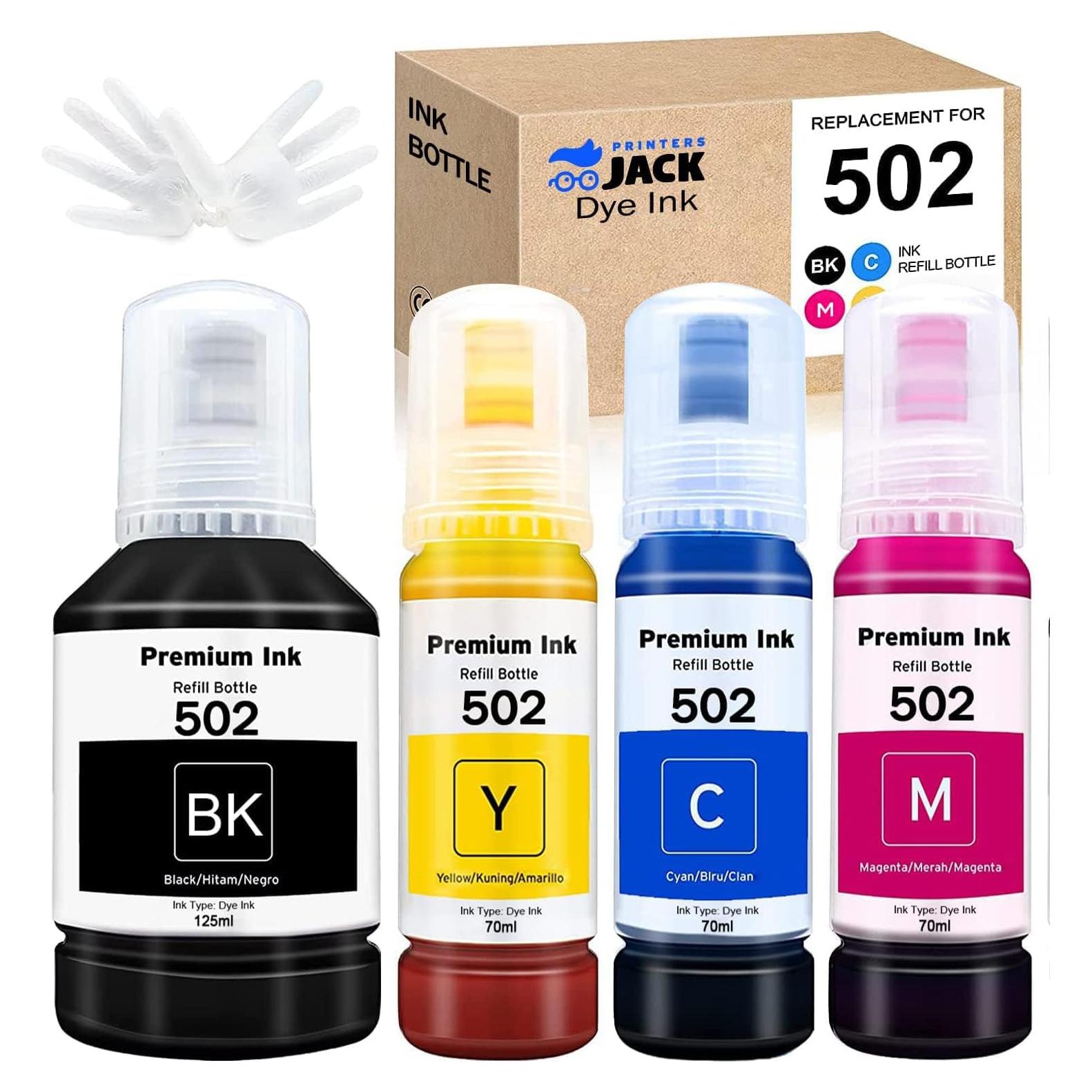 Botellas de Tinta Compatible 502 T502 Printers Jack 350ml