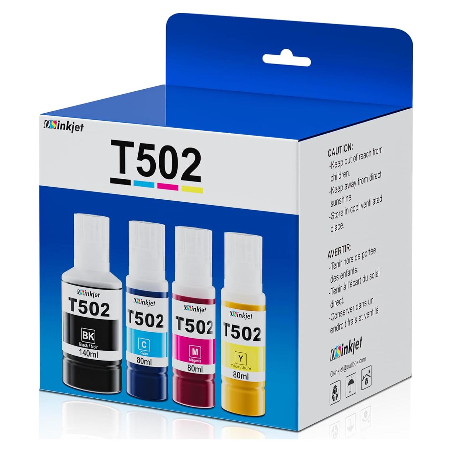 Botellas de Recarga de Tinta 502 Osinkjet Paquete de 4