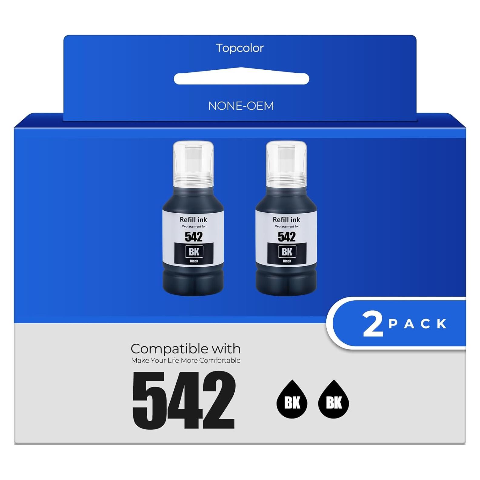 Botellas de recarga de tinta negra 542 Topcolor - 2 unidades