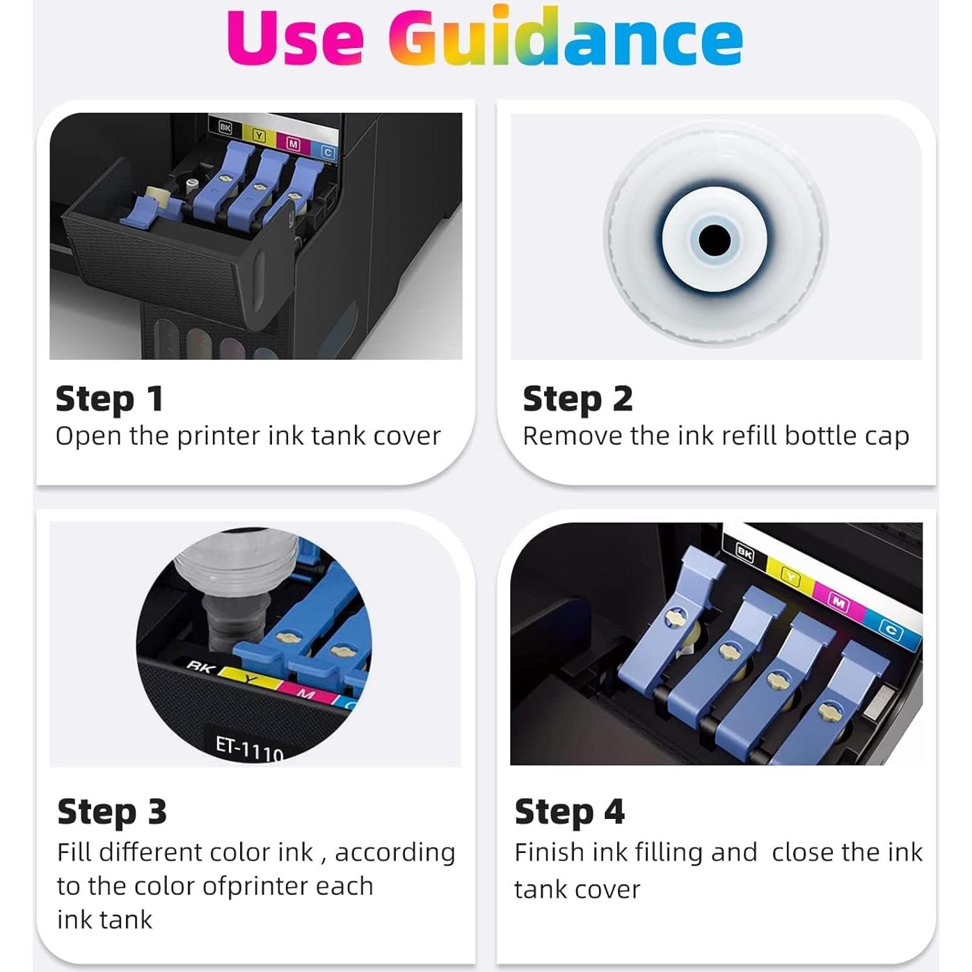 Botellas de Tinta Recarga T522 EXCERCUS 5 Unidades 70ml Negro
