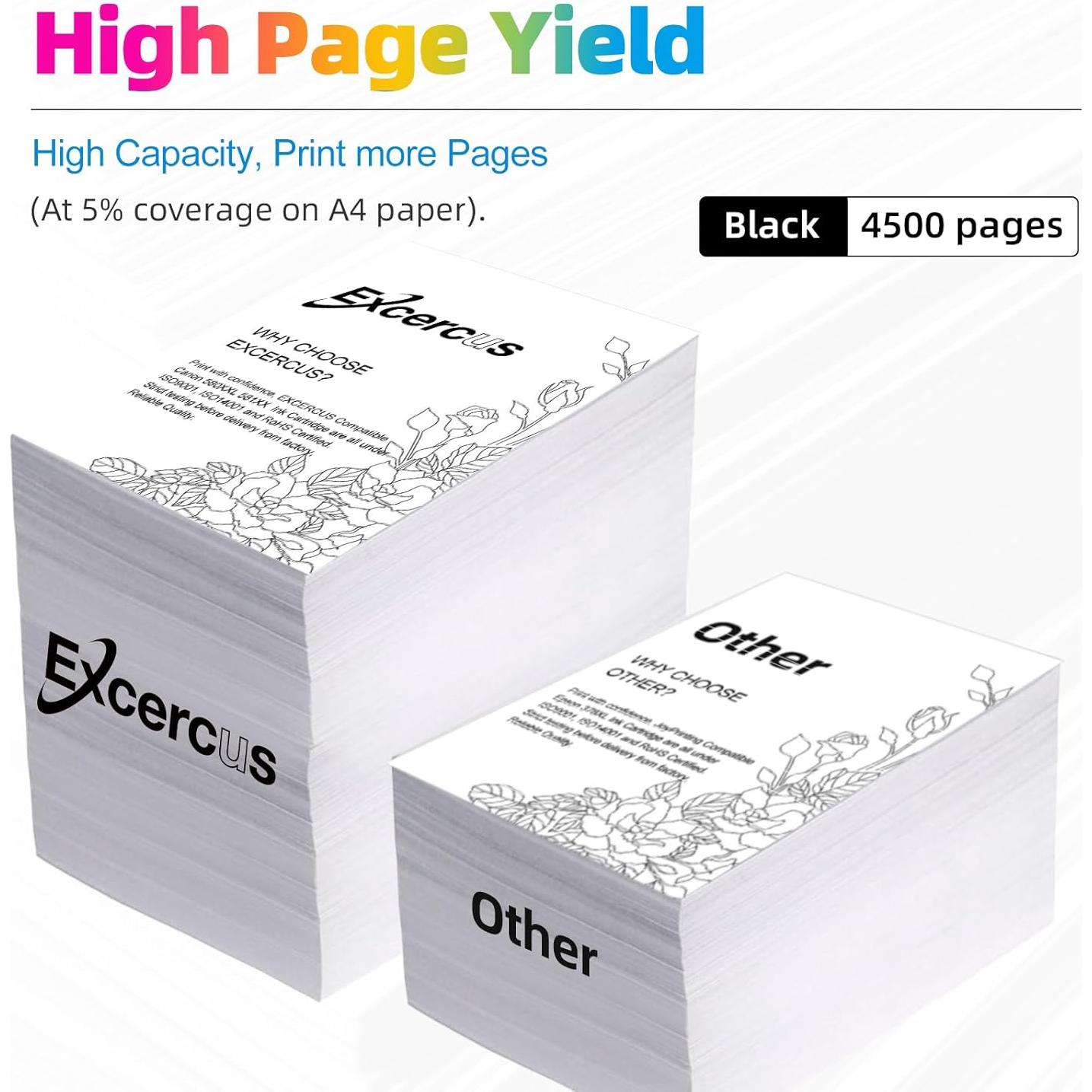 Botellas de Tinta Recarga T522 EXCERCUS 5 Unidades 70ml Negro