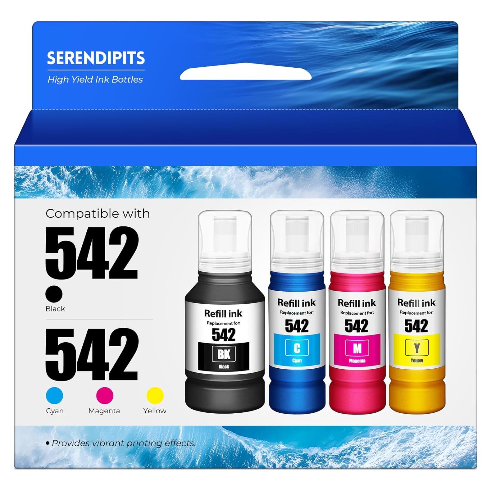 Botellas de Recarga de Tinta 542 SERENDIPITS Paquete de 4