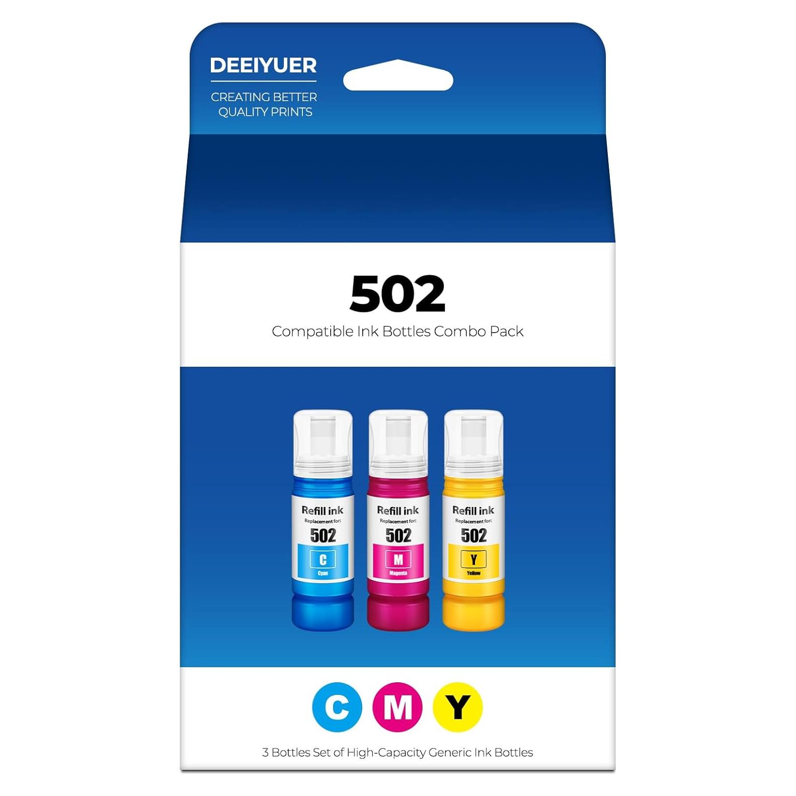 Botellas de Tinta Color 502 DEEIYUER para Impresoras EcoTank