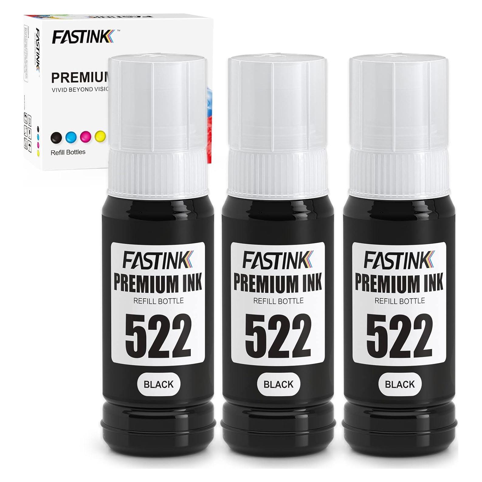 Botellas de Tinta Negra Compatible 522 FASTINK - 3 x 70ML