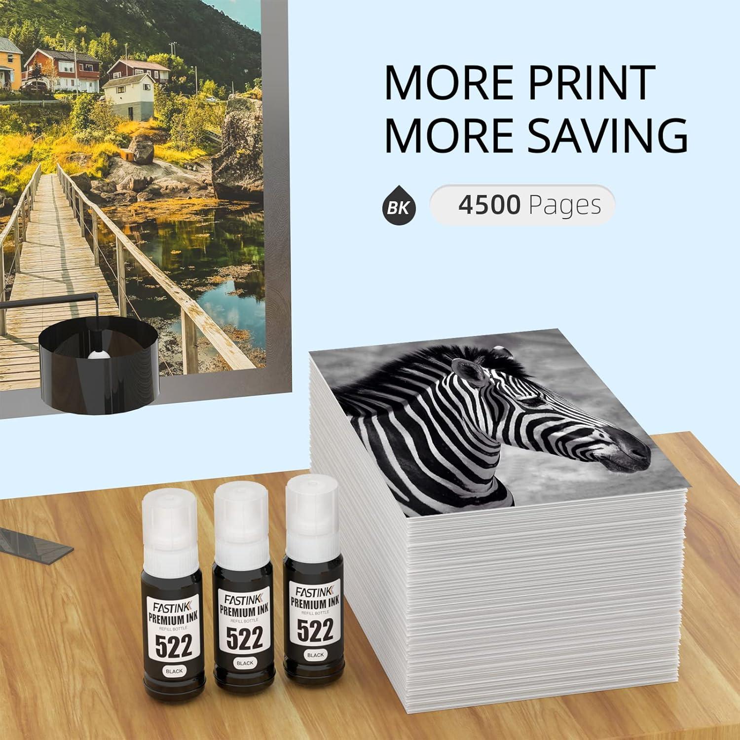 Botellas de Tinta Negra Compatible 522 FASTINK - 3 x 70ML