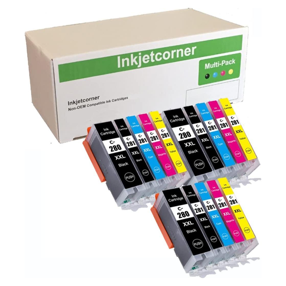Cartuchos de tinta Inkjetcorner PGI-280XXL CLI-281XXL 15-Pack
