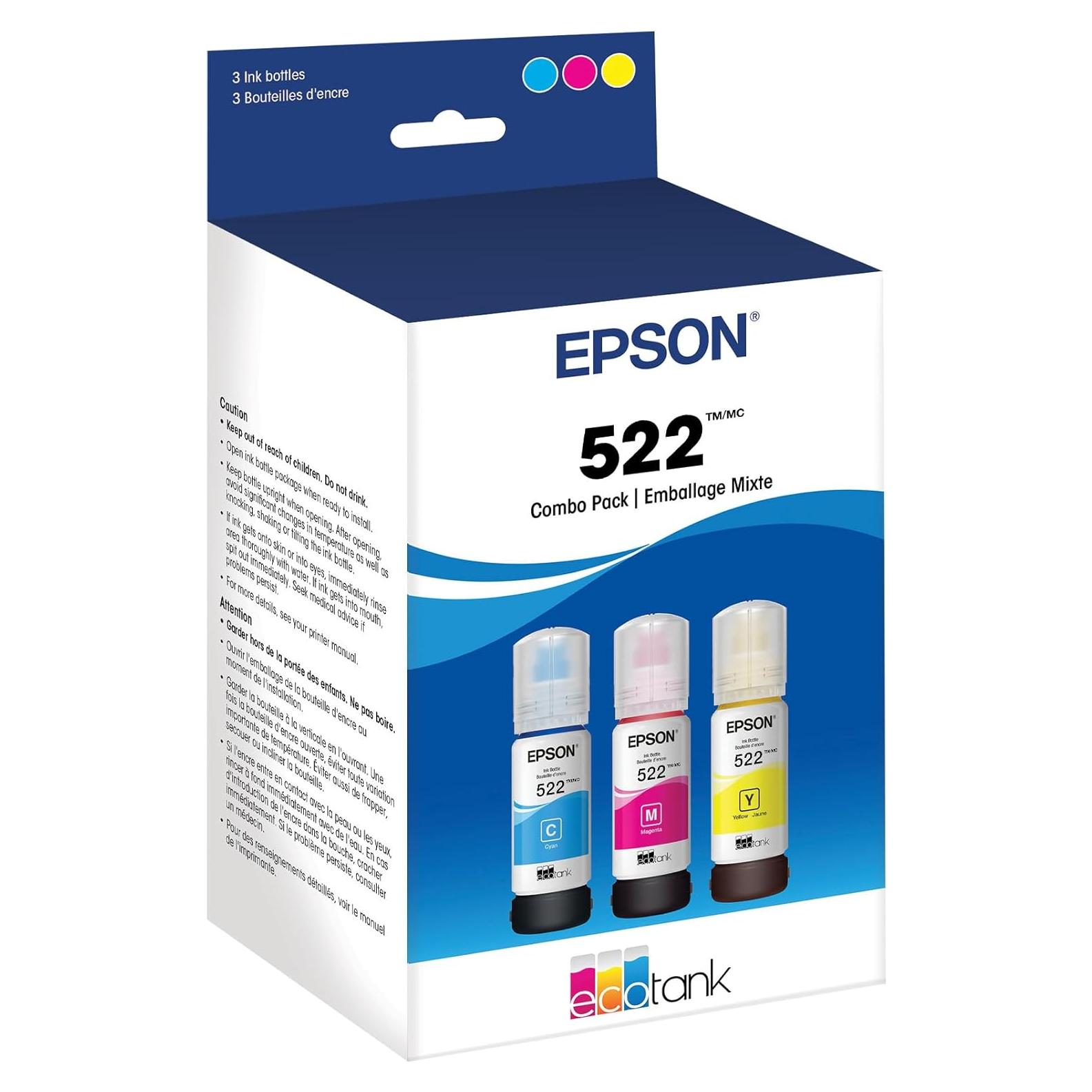 Botellas de Tinta Epson 522 EcoTank Combo Pack 3 Colores