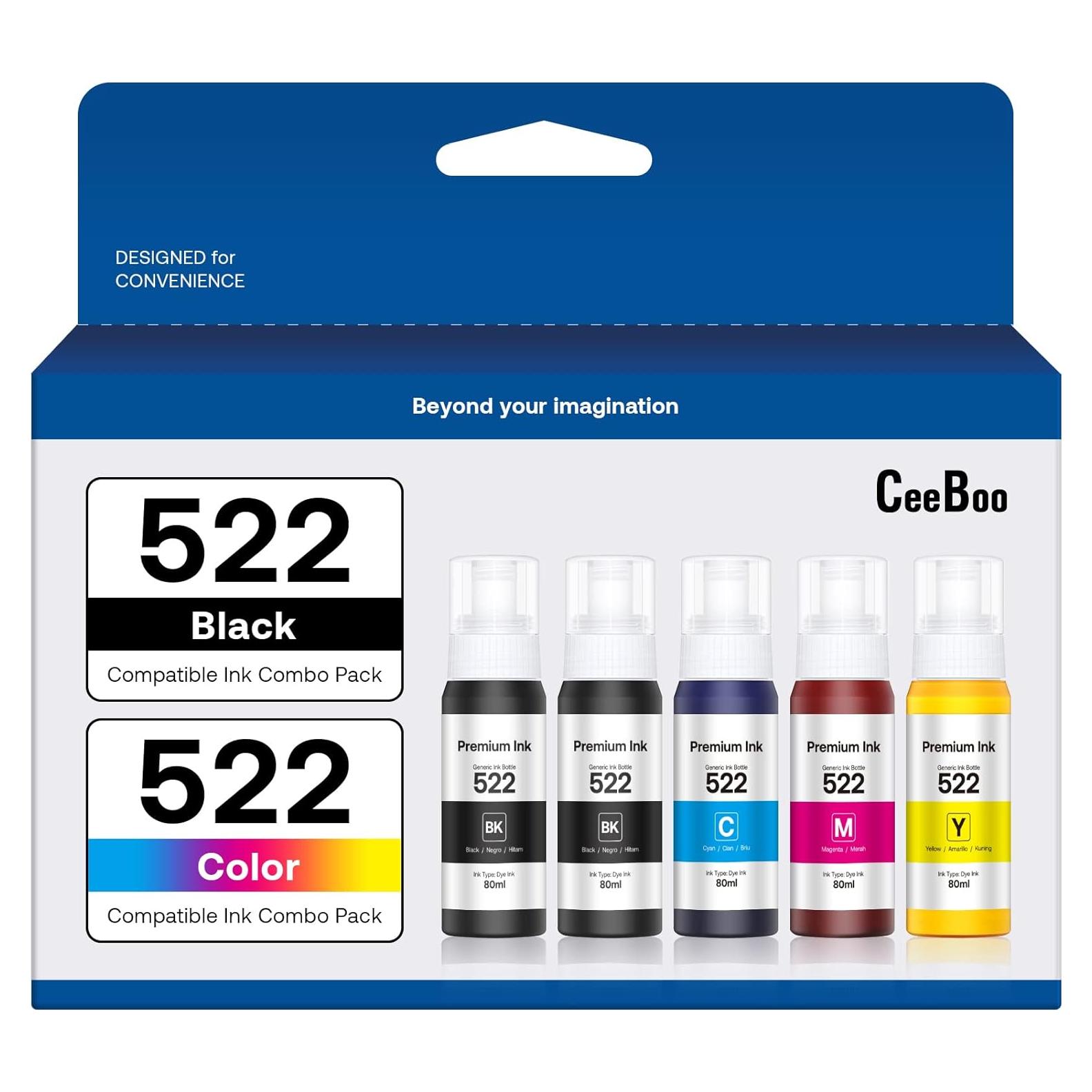 Recarga de Tinta Compatible CEEBOO 522 para Epson EcoTank