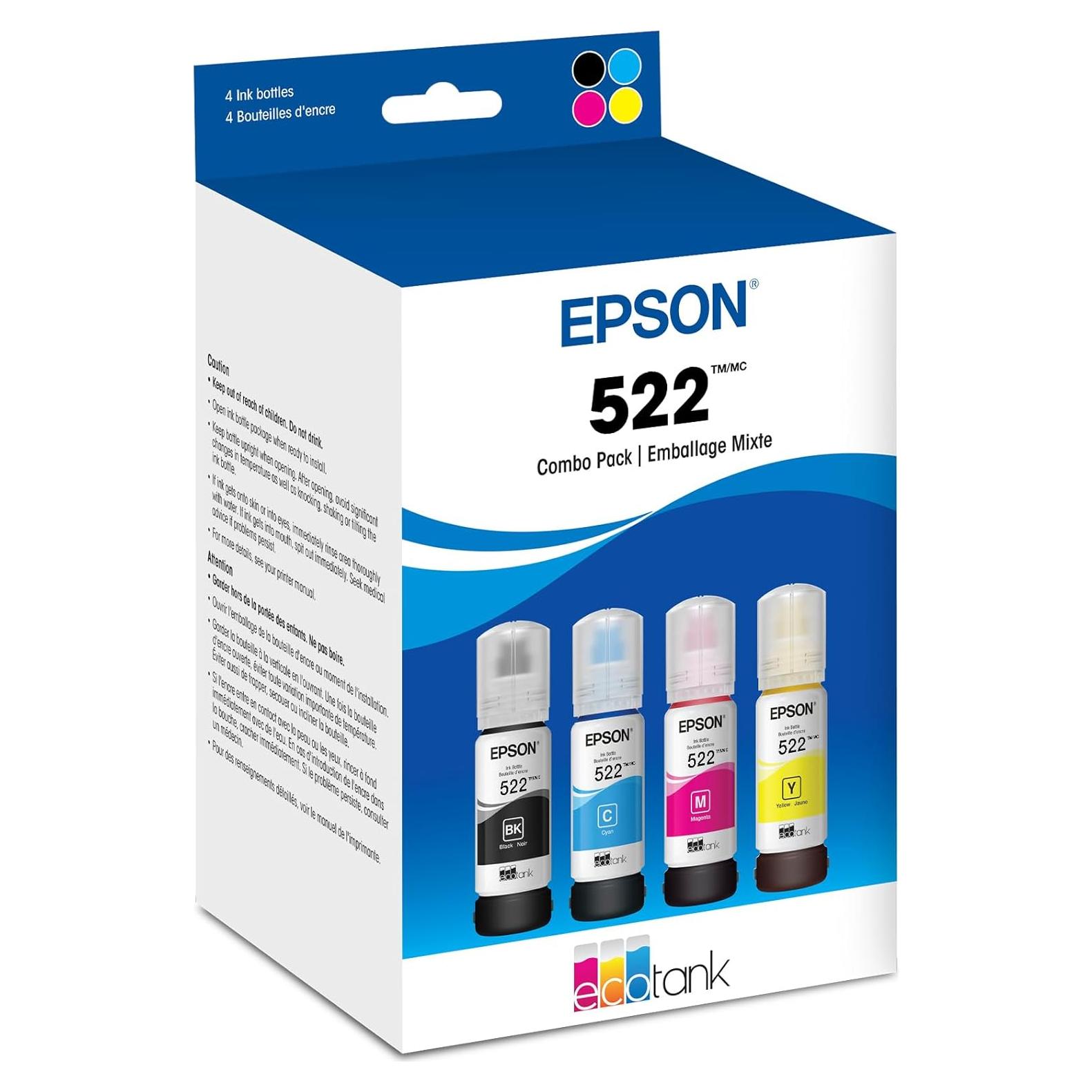 Botellas de Tinta Epson EcoTank T522120-BCS Combo Negro y Color