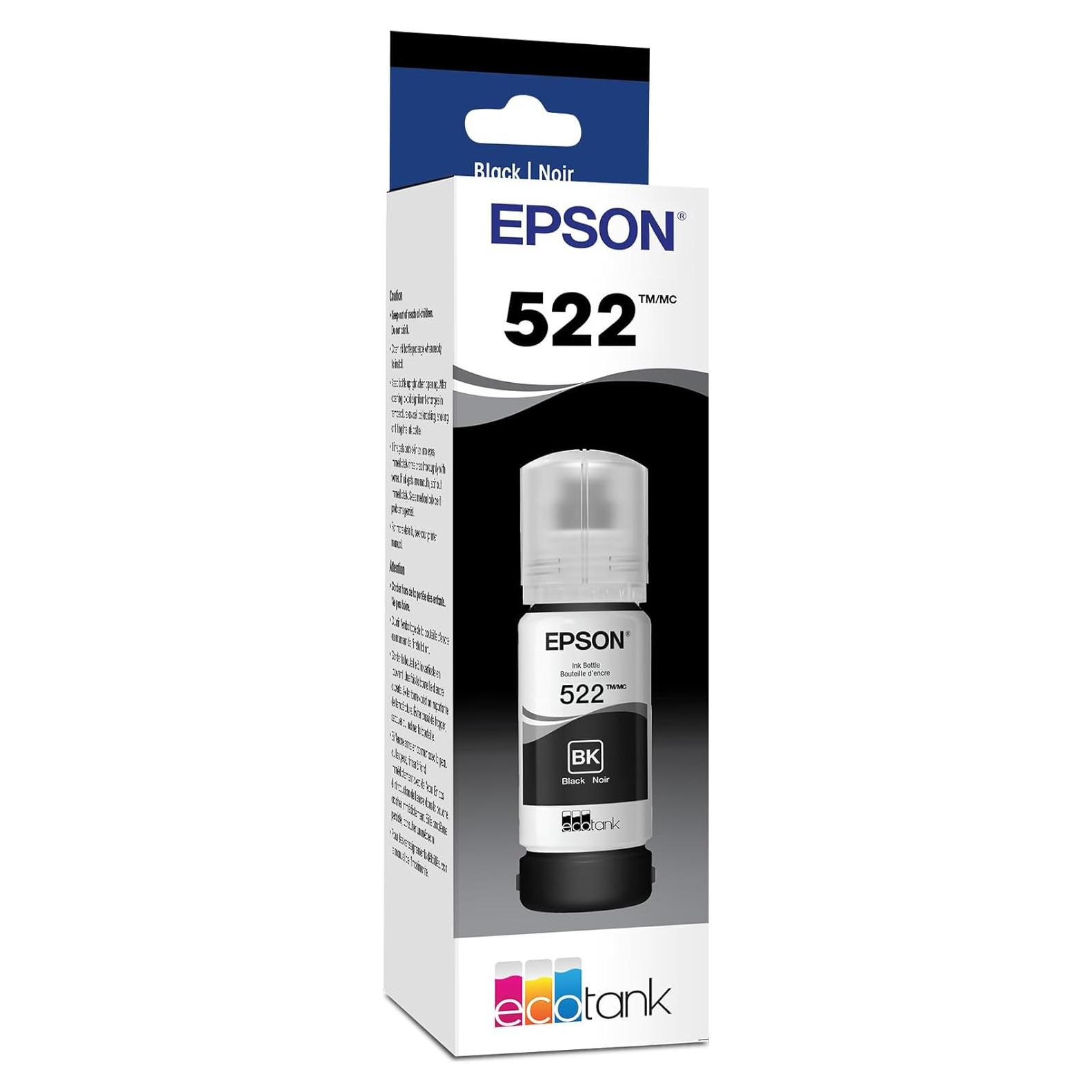 Botella de Tinta Negra Epson EcoTank T522 Alta Capacidad 109.5g