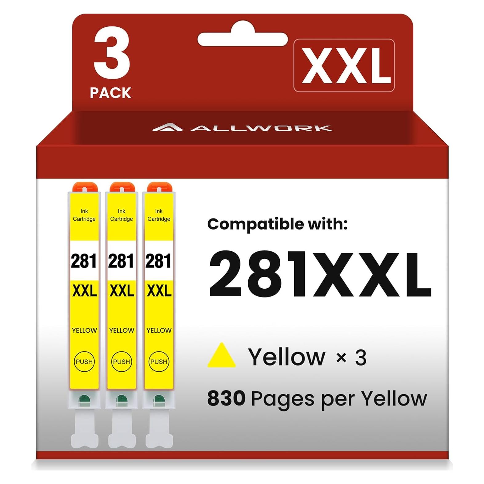 Cartuchos de Tinta Amarillo Compatible Canon CLI-281XXL - Paquete de 3