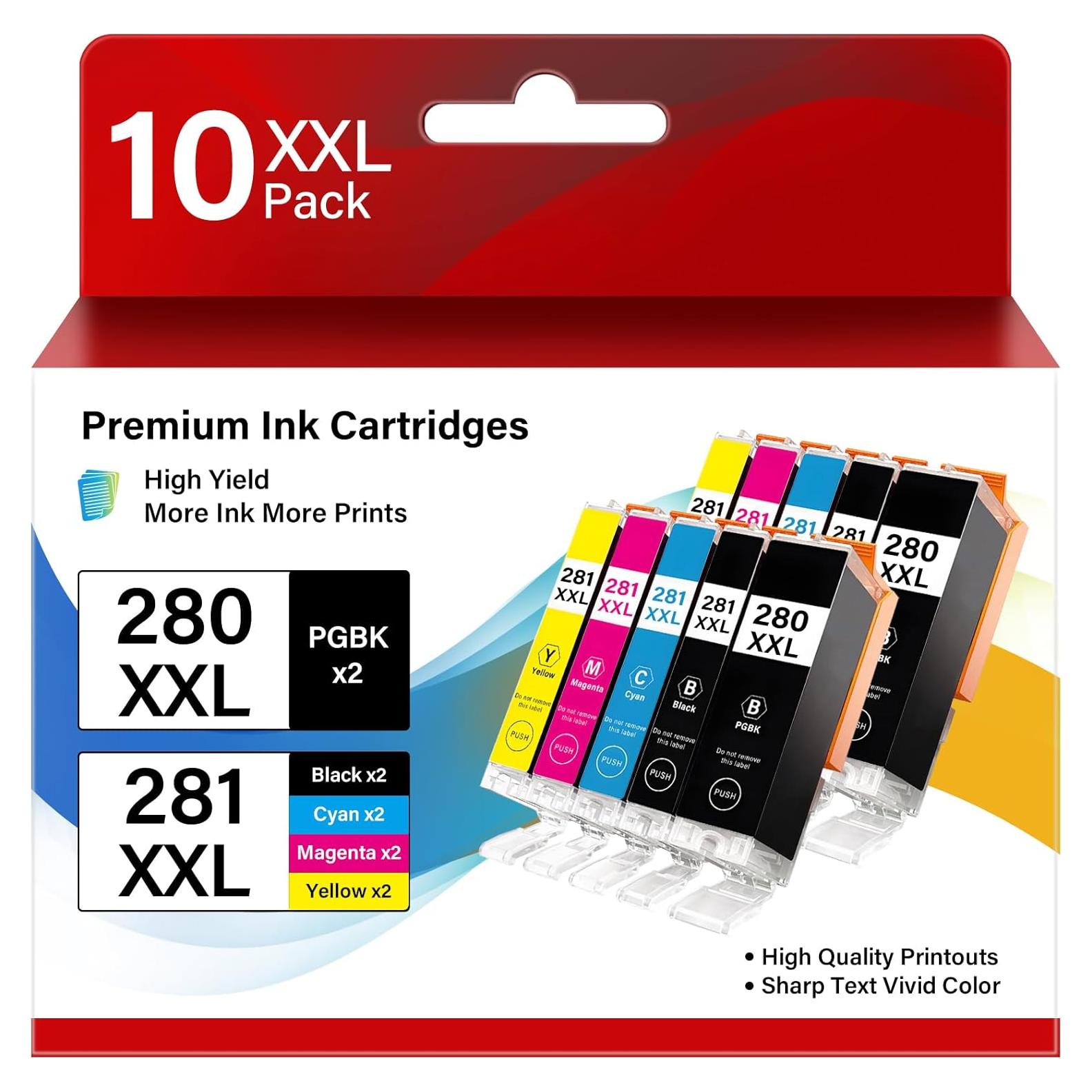 Cartuchos de Tinta Compatibles Aimery PGI-280XXL CLI-281XXL - Pack de 10