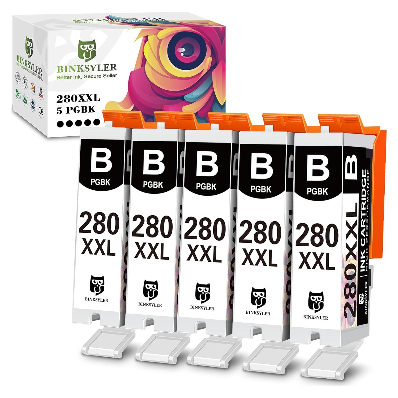 Cartuchos de Tinta Negra BINKSYLER 280 XXL PGBK Paquete de 5