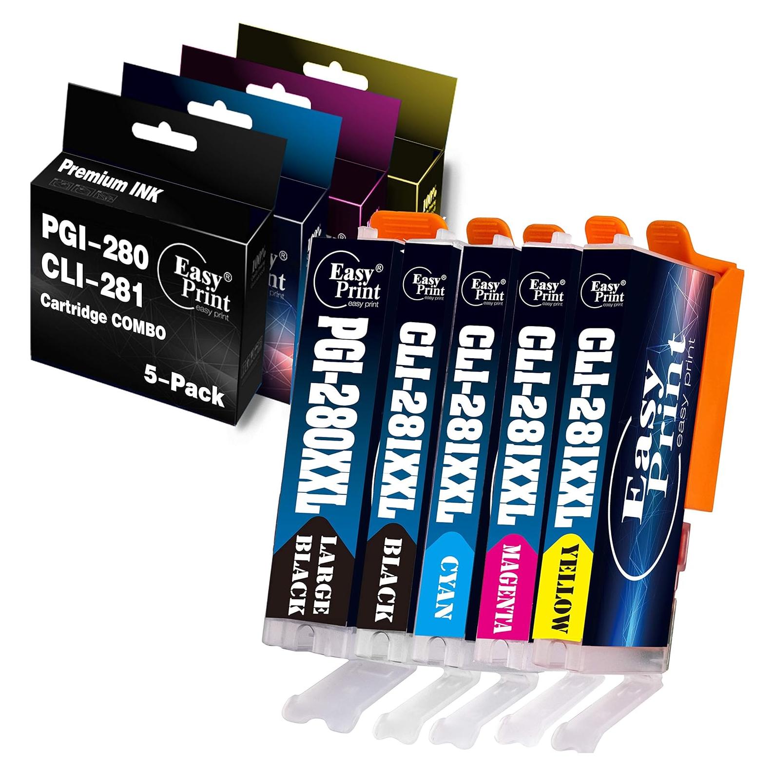 Cartuchos de Tinta Reemplazo EASYPRINT PGI-280XXL CLI-281XXL 5 Piezas