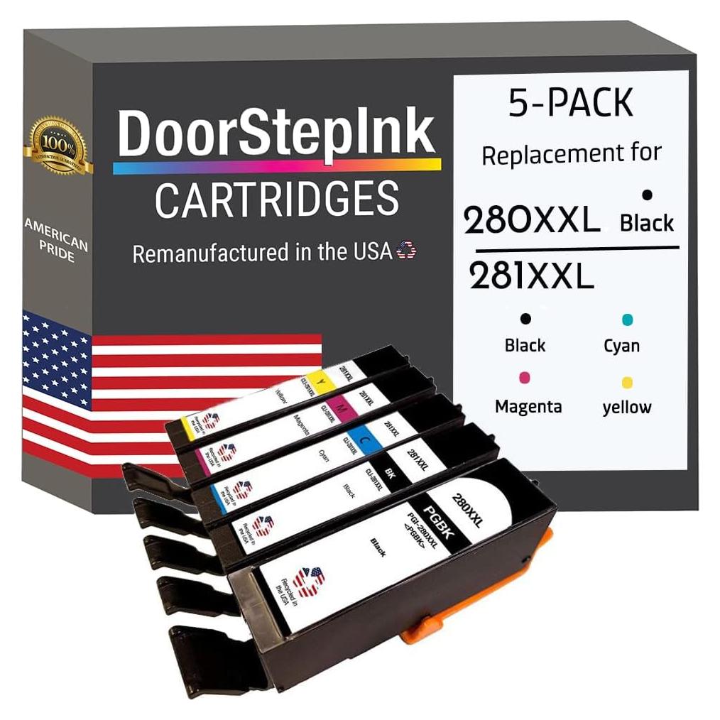 Cartuchos de Tinta Remanufacturados DoorStepInk para Canon PGI-280XXL y CLI-281XXL (5 Pack)