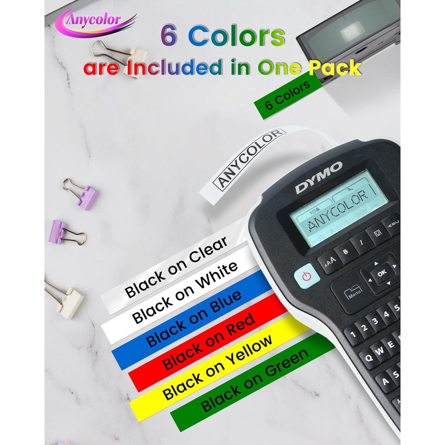 Cinta de Etiqueta Anycolor Dymo D1 6-Pack 12mm x 7m