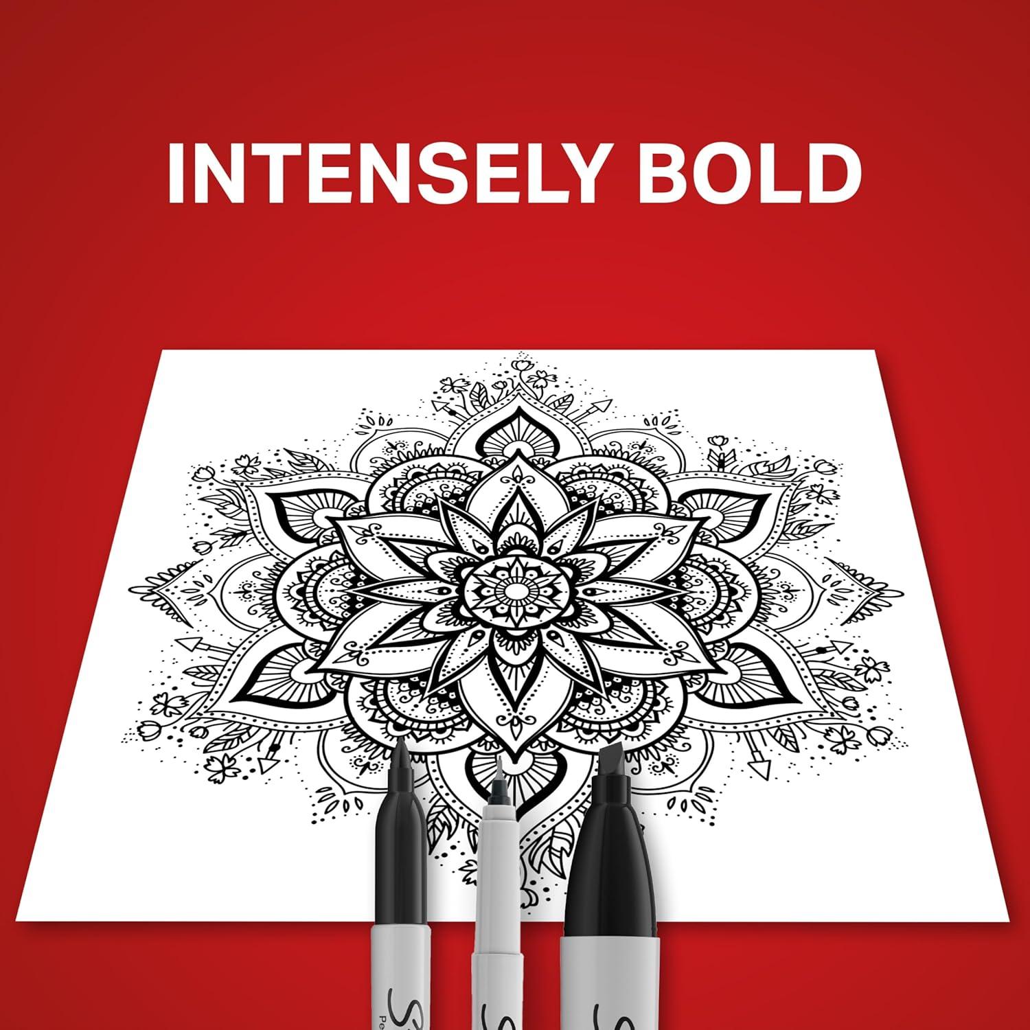 Set de 6 Marcadores Permanentes Sharpie Negro con Puntas Variadas