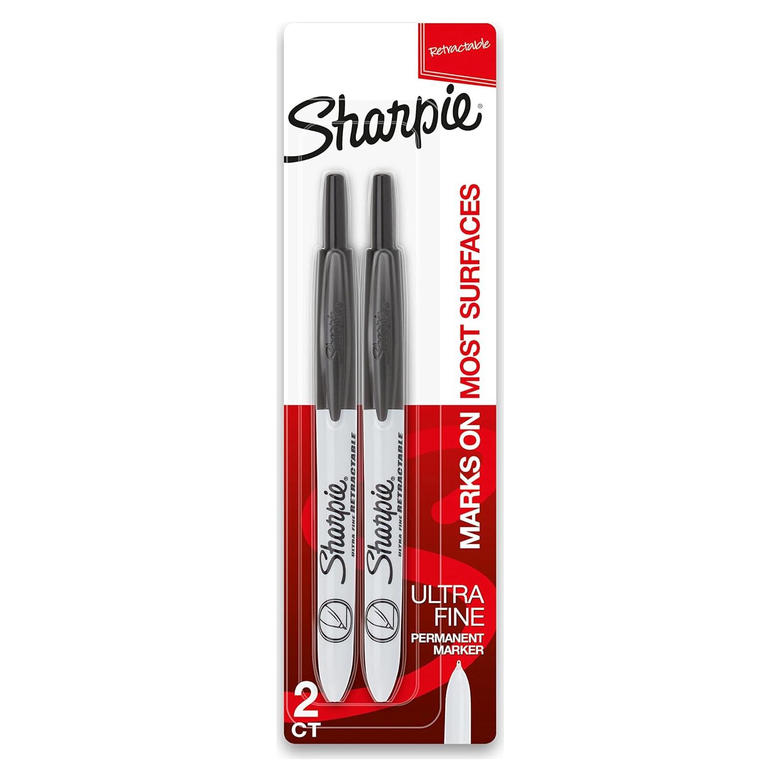 Marcadores Permanentes Retráctiles Sharpie Ultra Fina Negro 2 Unidades