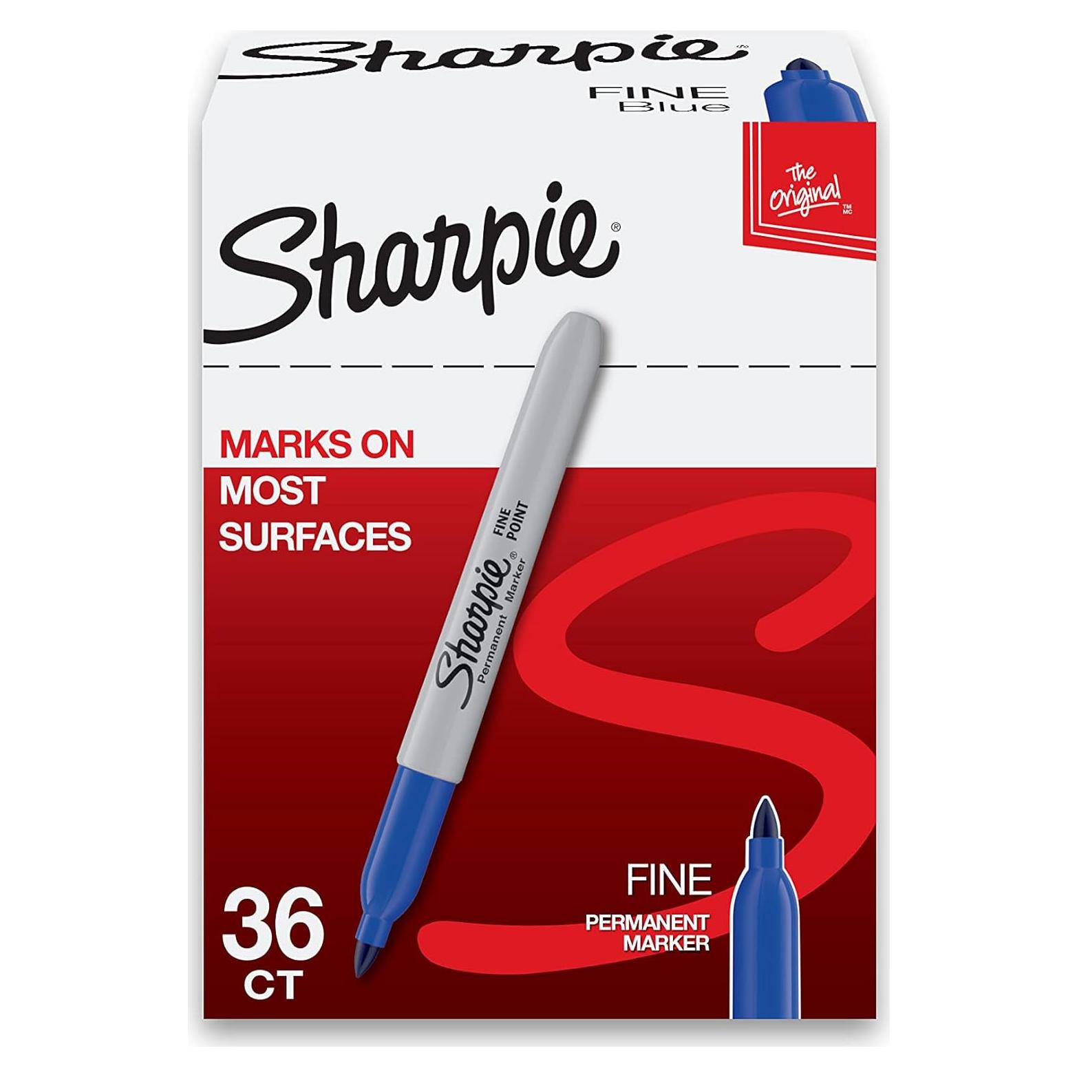 Marcadores Permanentes Sharpie Azul Punta Fina 36 Unidades