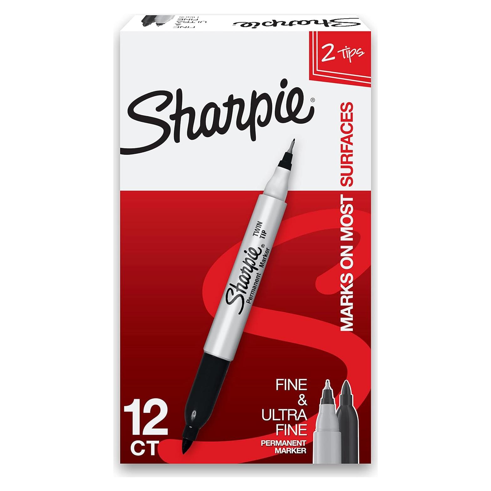 Marcadores Permanentes Sharpie Punta Doble Negros - Paquete de 12