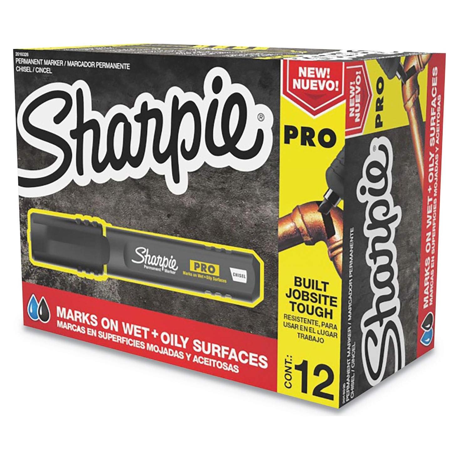 Marcador Permanente Sharpie Pro Negro Punta Cincel 12 Unidades