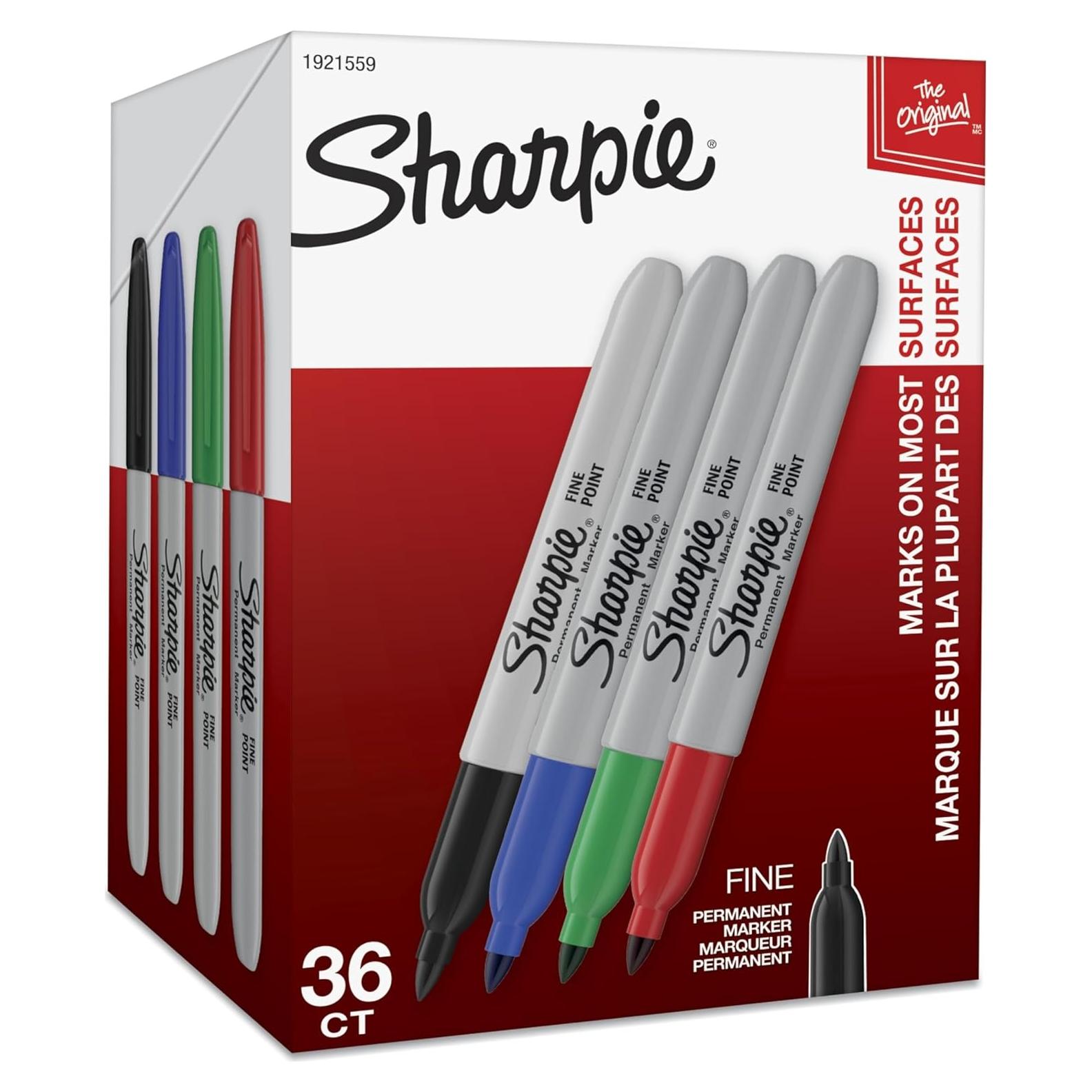 Marcadores Permanentes Sharpie, Punta Fina, 36 Colores Variados