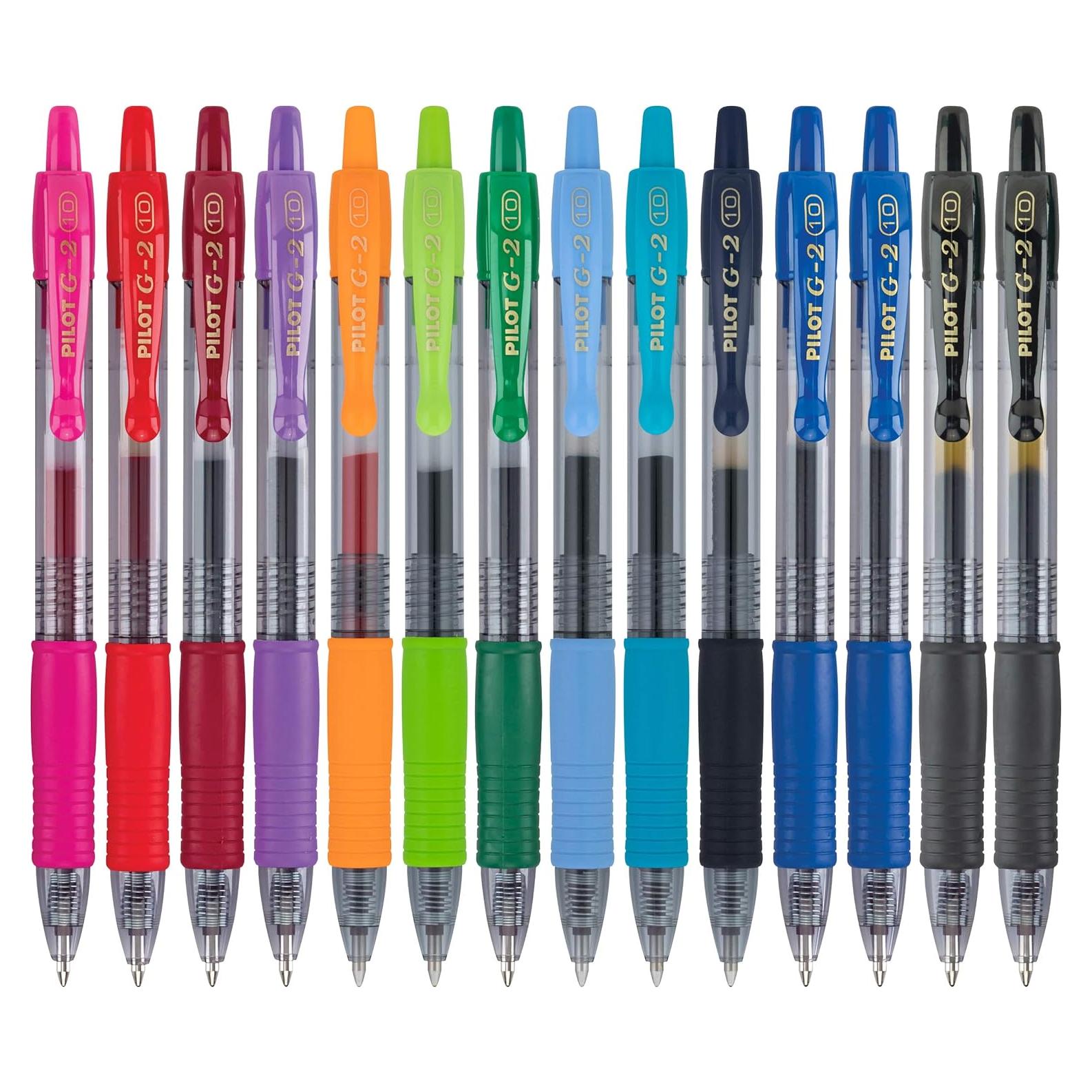 Bolígrafos de Gel Pilot G2, Punta Gruesa 1 mm, Paquete 14 Colores