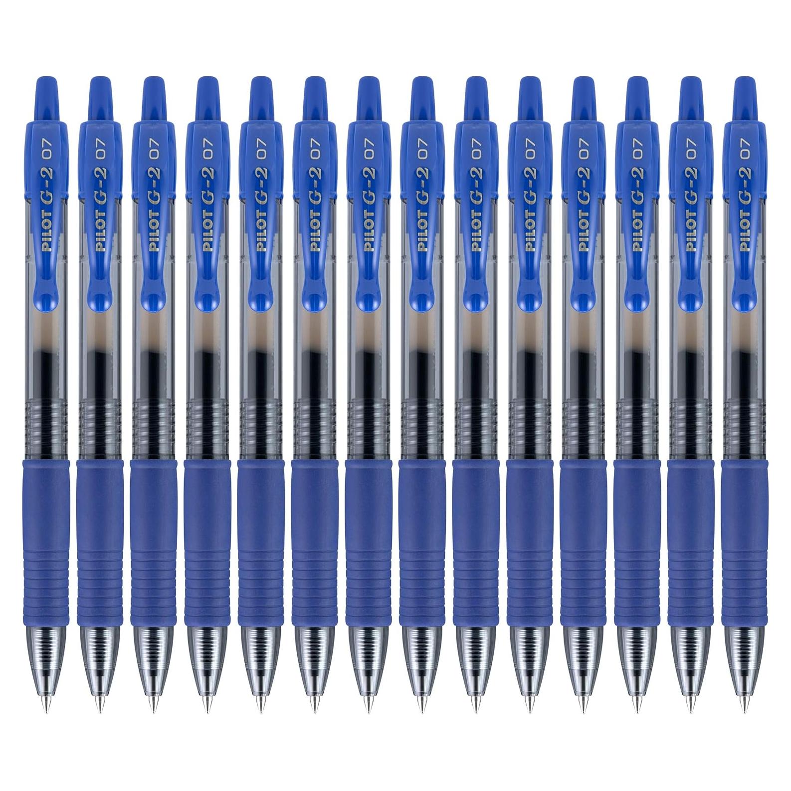 Bolígrafos de Gel Pilot G2, Punta Fina 0.7 mm, Azul, Paquete de 14