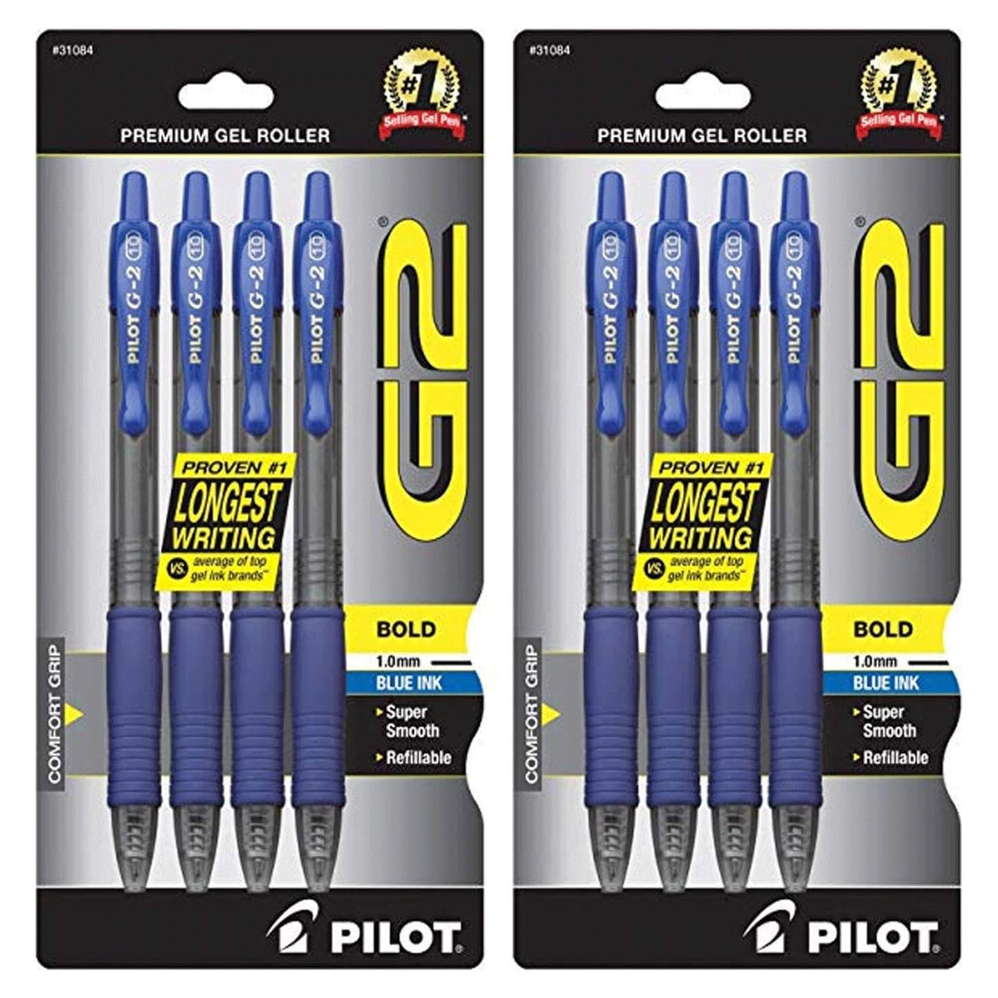 Bolígrafos de Gel Retráctiles PILOT G2 Punta Gruesa 4 Unidades Tinta Azul