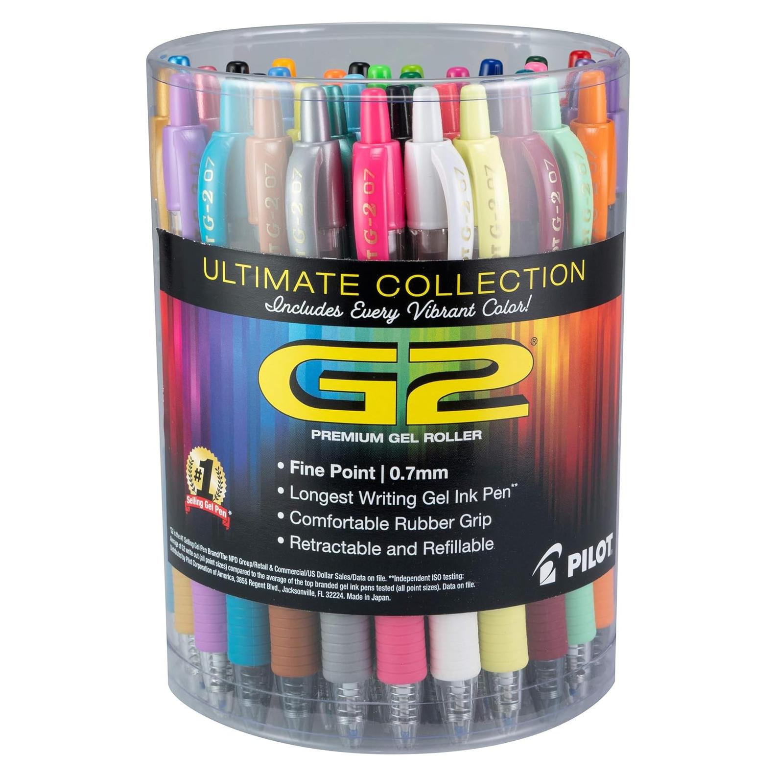 Bolígrafos de Gel Pilot G2, Punta Fina 0.7 mm, 36 Colores