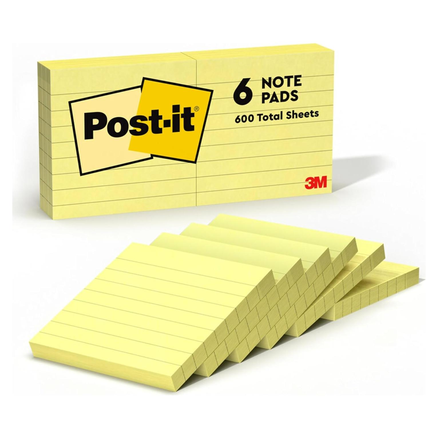 Notas Adhesivas Rayadas Post-it 7.6x7.6 cm Amarillo 6 Blocs
