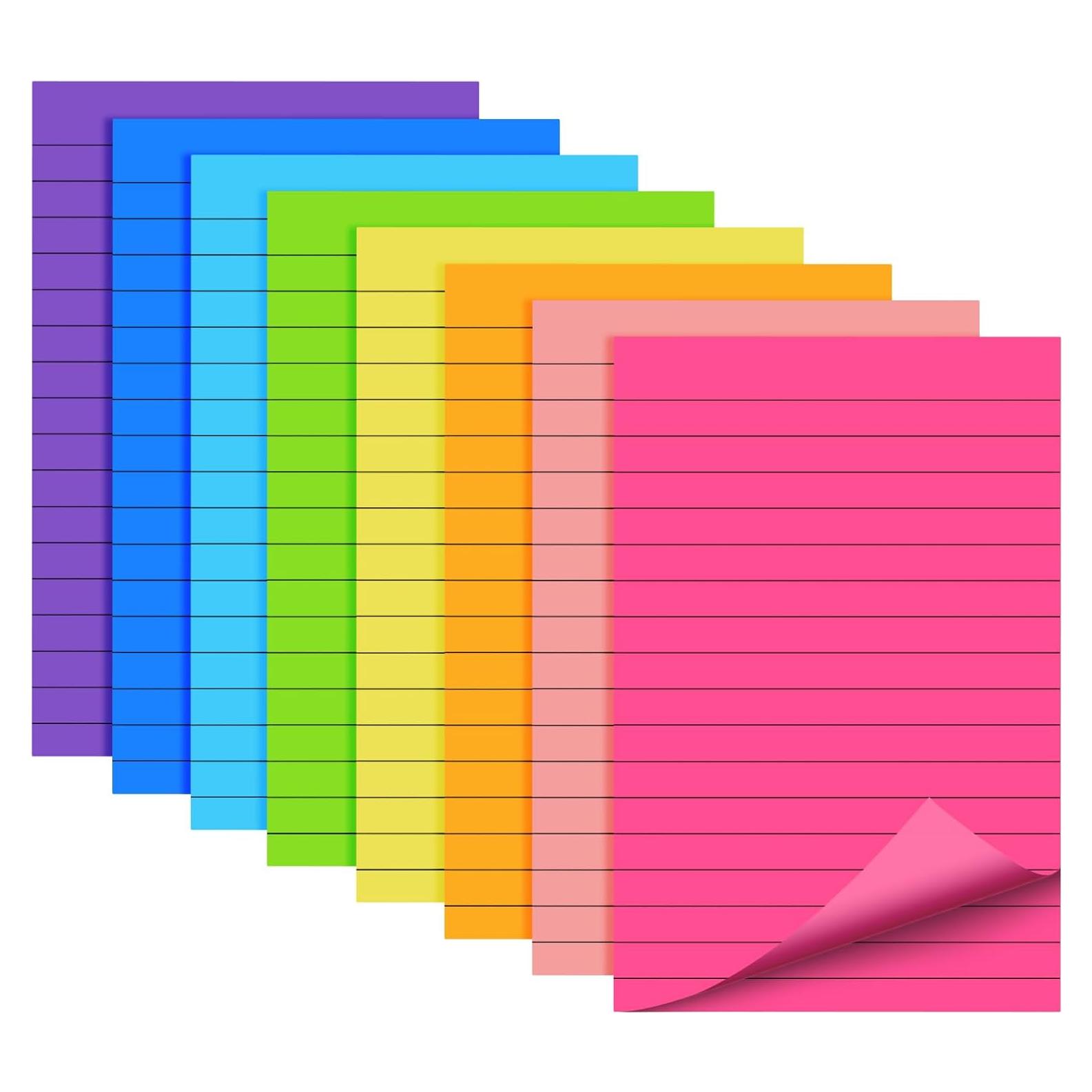 Notas Adhesivas Rayadas 10x15 cm Cayxenful 8 Colores Brillantes