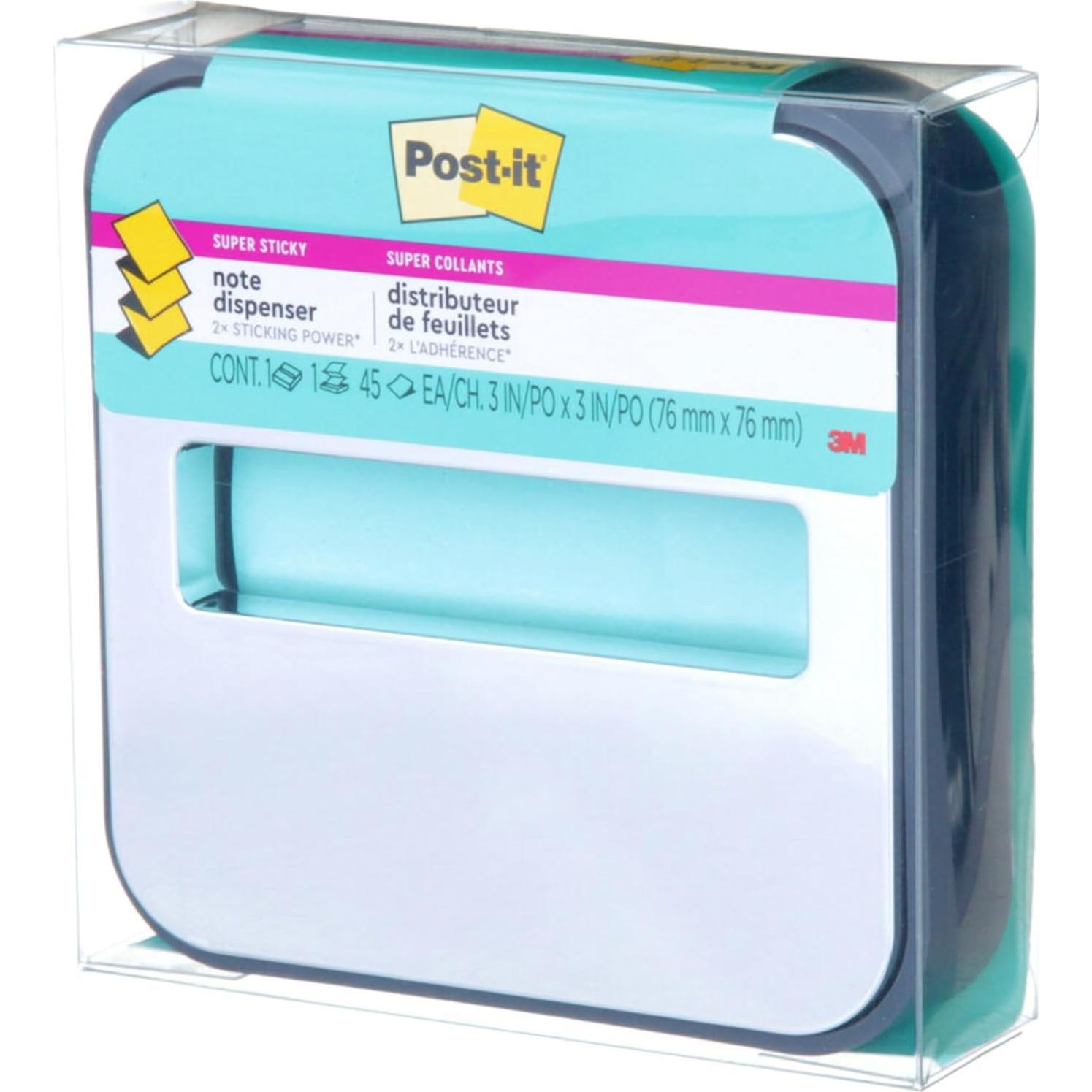 Dispensador de Notas Post-it 3M con Notas Super Sticky Aqua 7.6cm