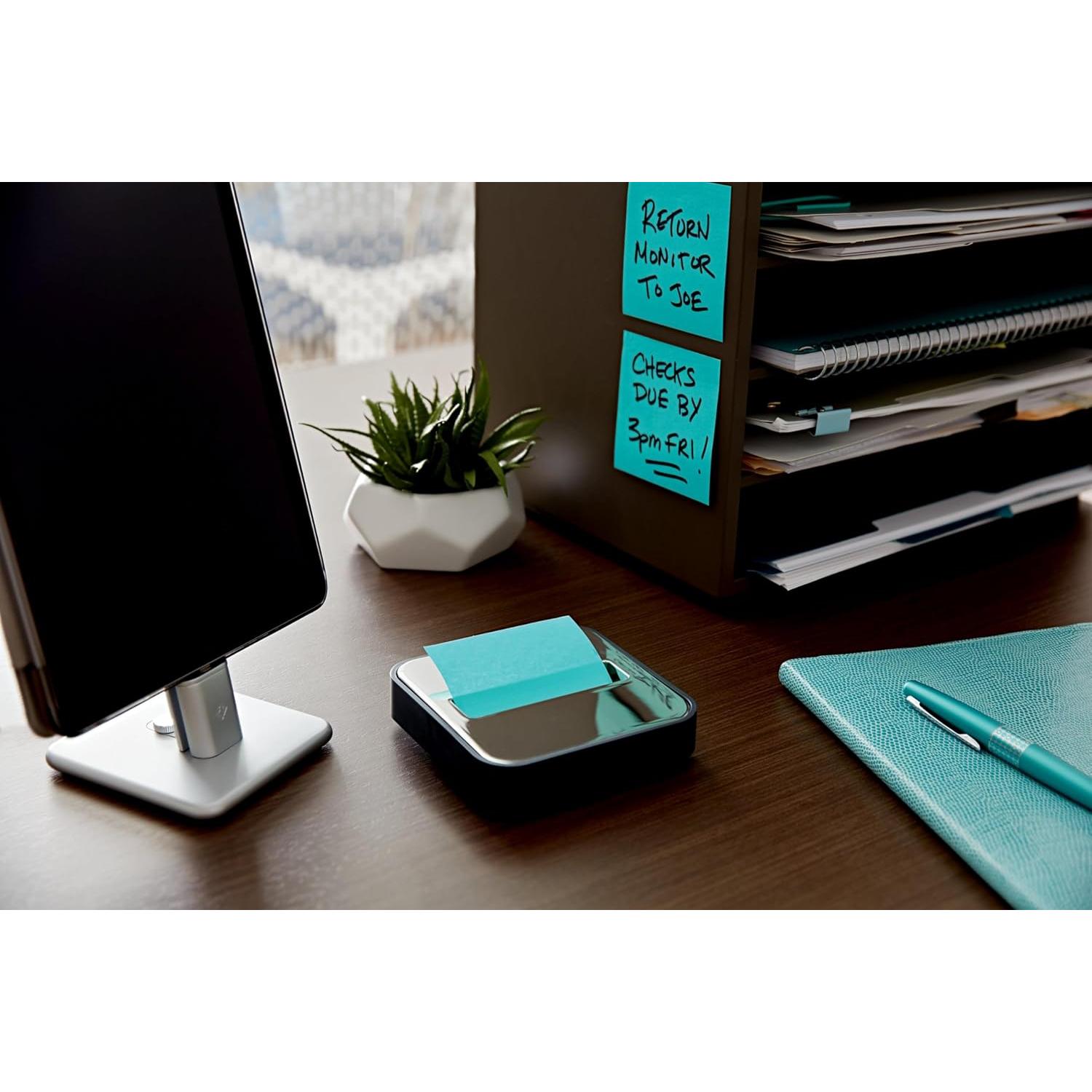 Dispensador de Notas Post-it 3M con Notas Super Sticky Aqua 7.6cm