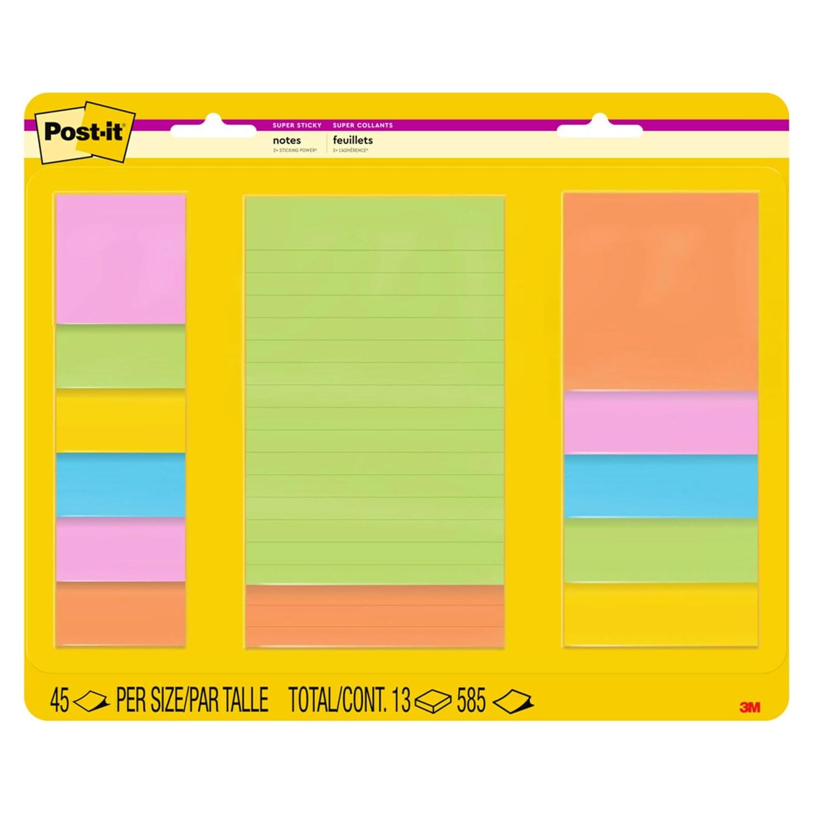 Notas Post-it Súper Adhesivas 13 Blocs Variados 2X Adhesión